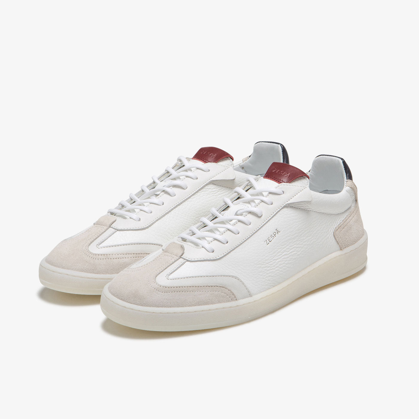 Baskets vintage cuir grainé  blanc et france | ZESPÀ