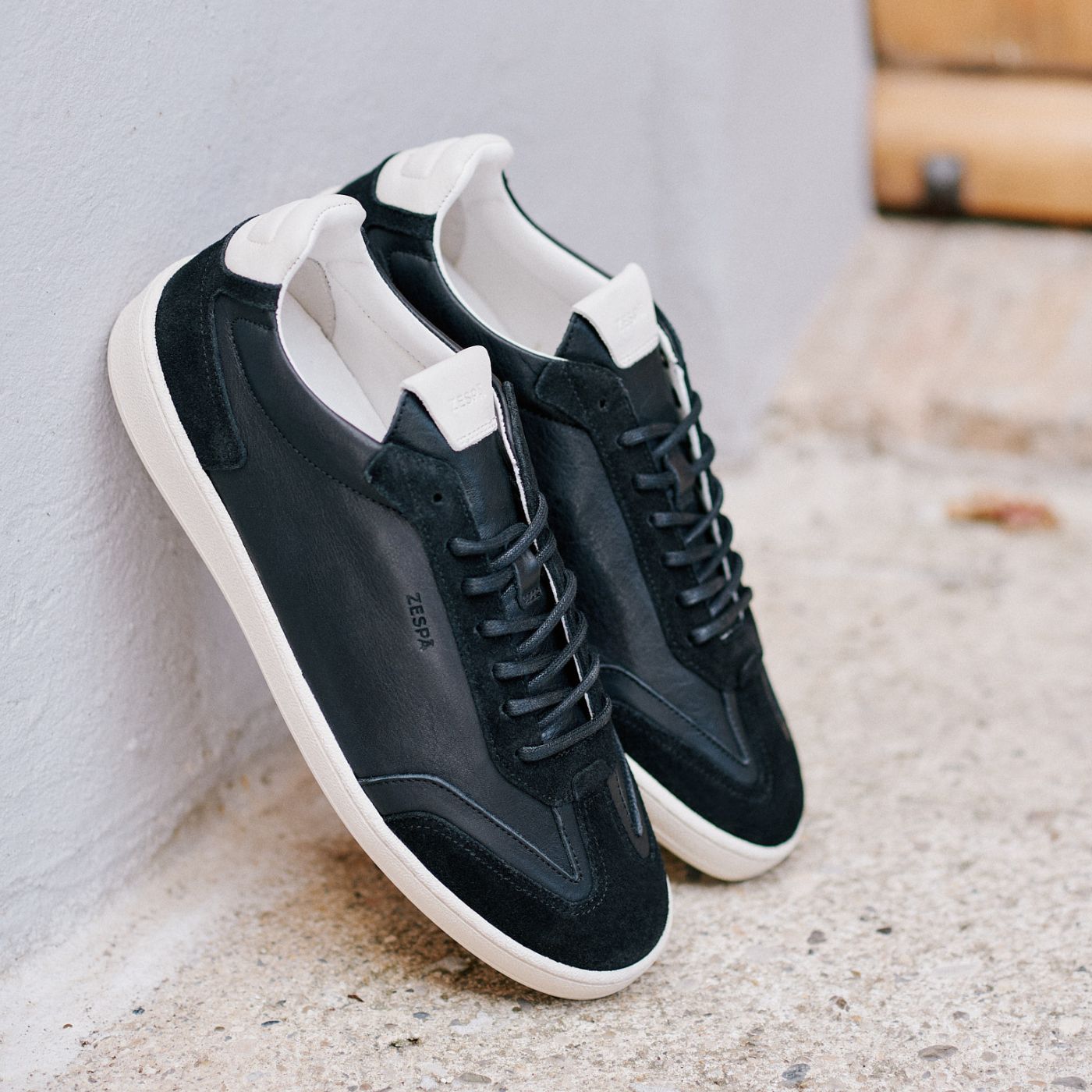 Baskets vintage cuir noir | ZESPÀ