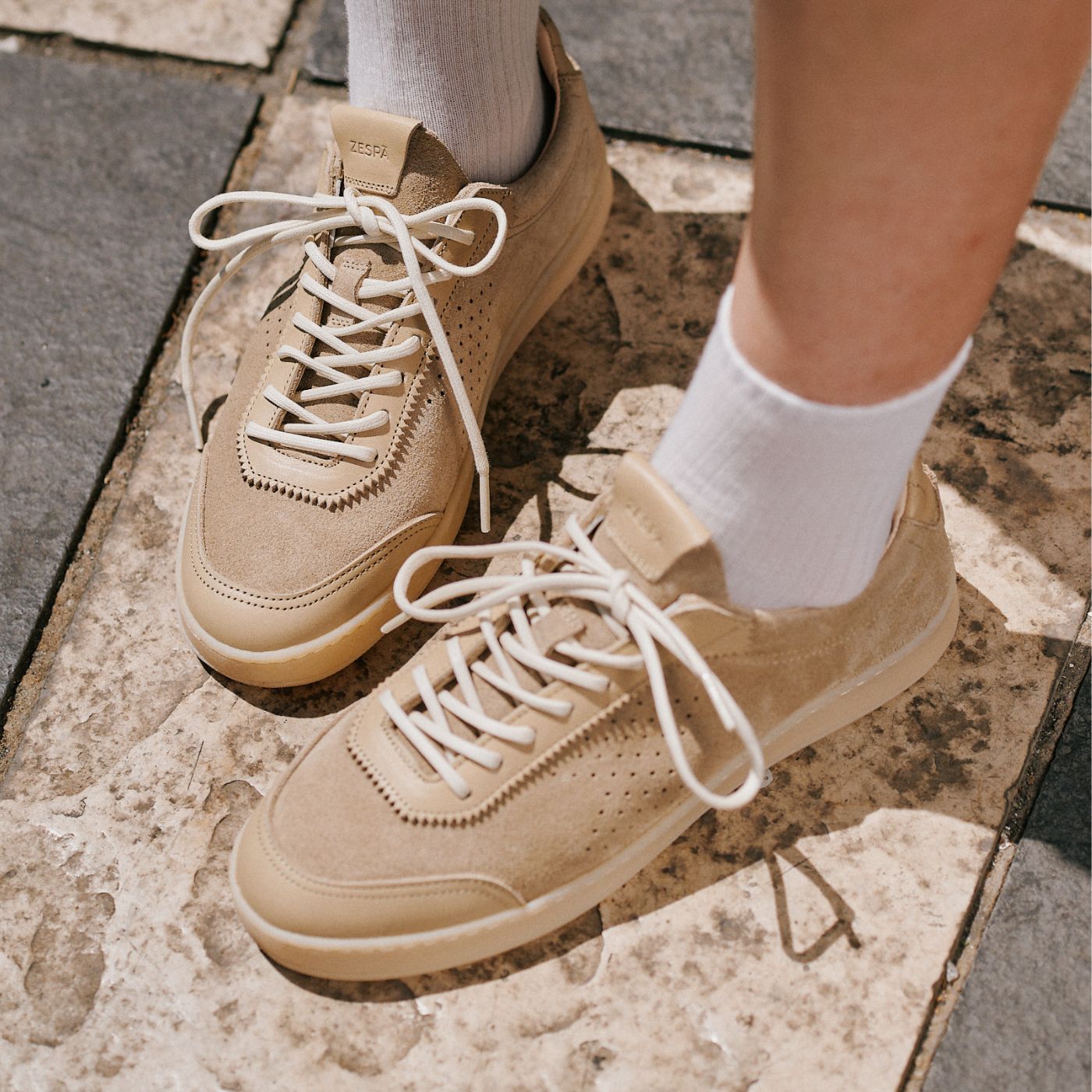 Baskets légères cuir suède beige | ZESPÀ