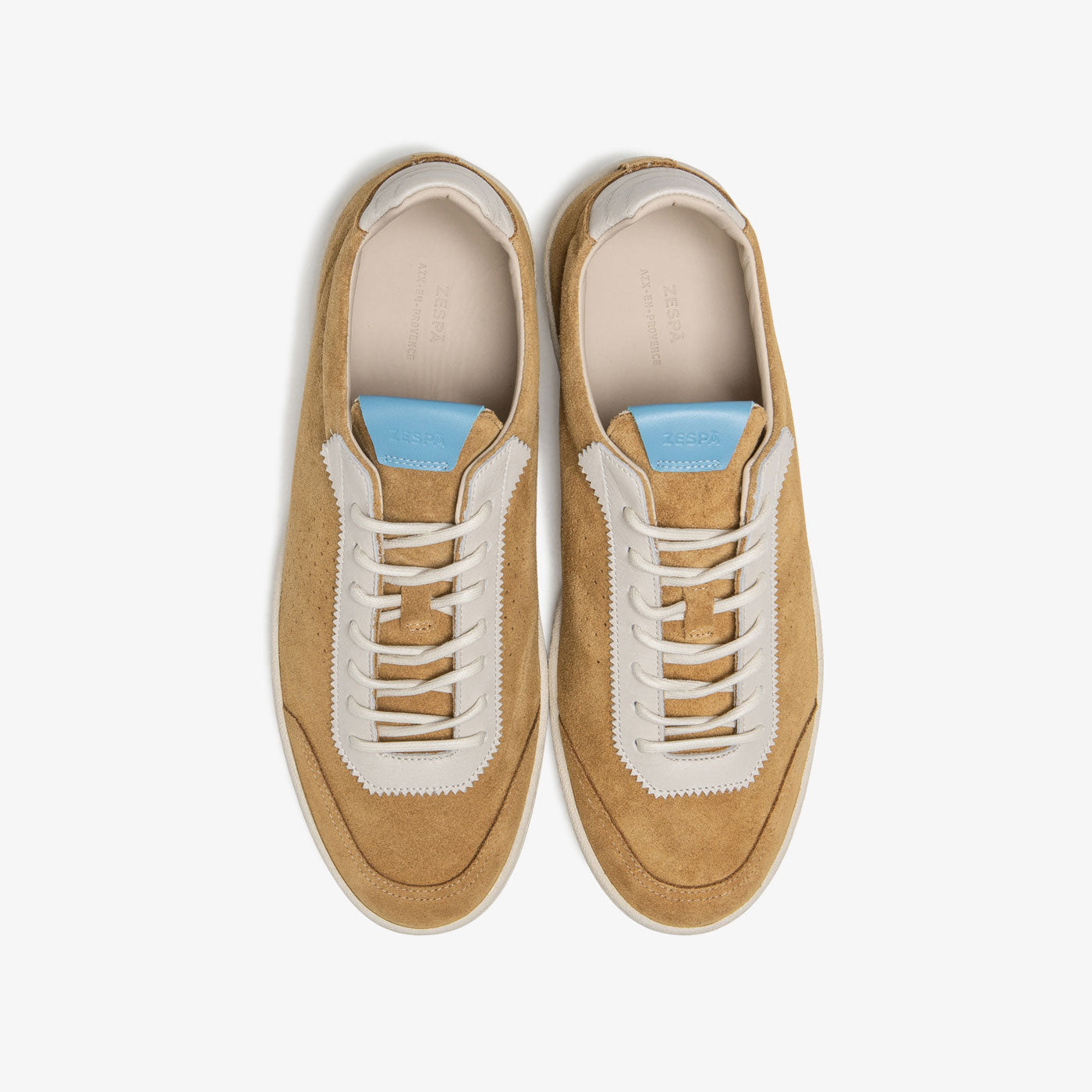 Baskets légères cuir suède  cognac bleu | ZESPÀ