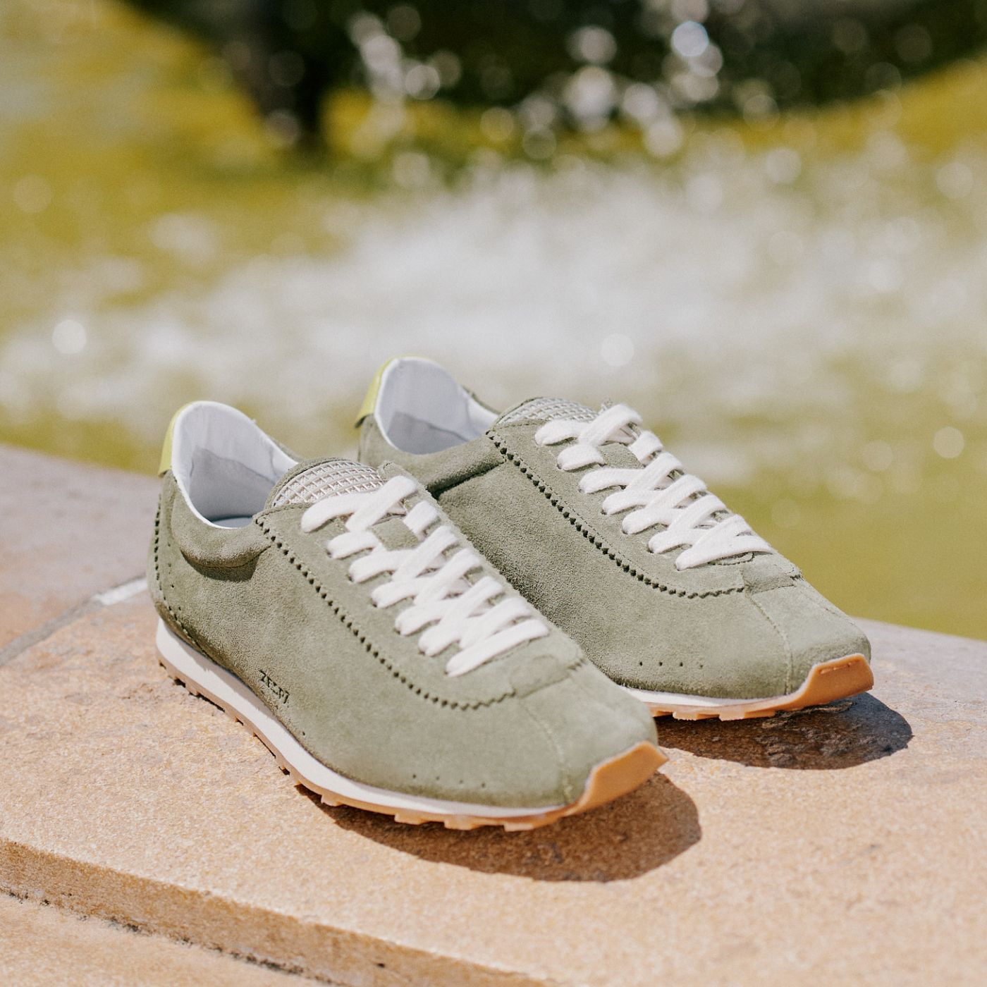 Baskets rétro cuir suède  vert | ZESPÀ