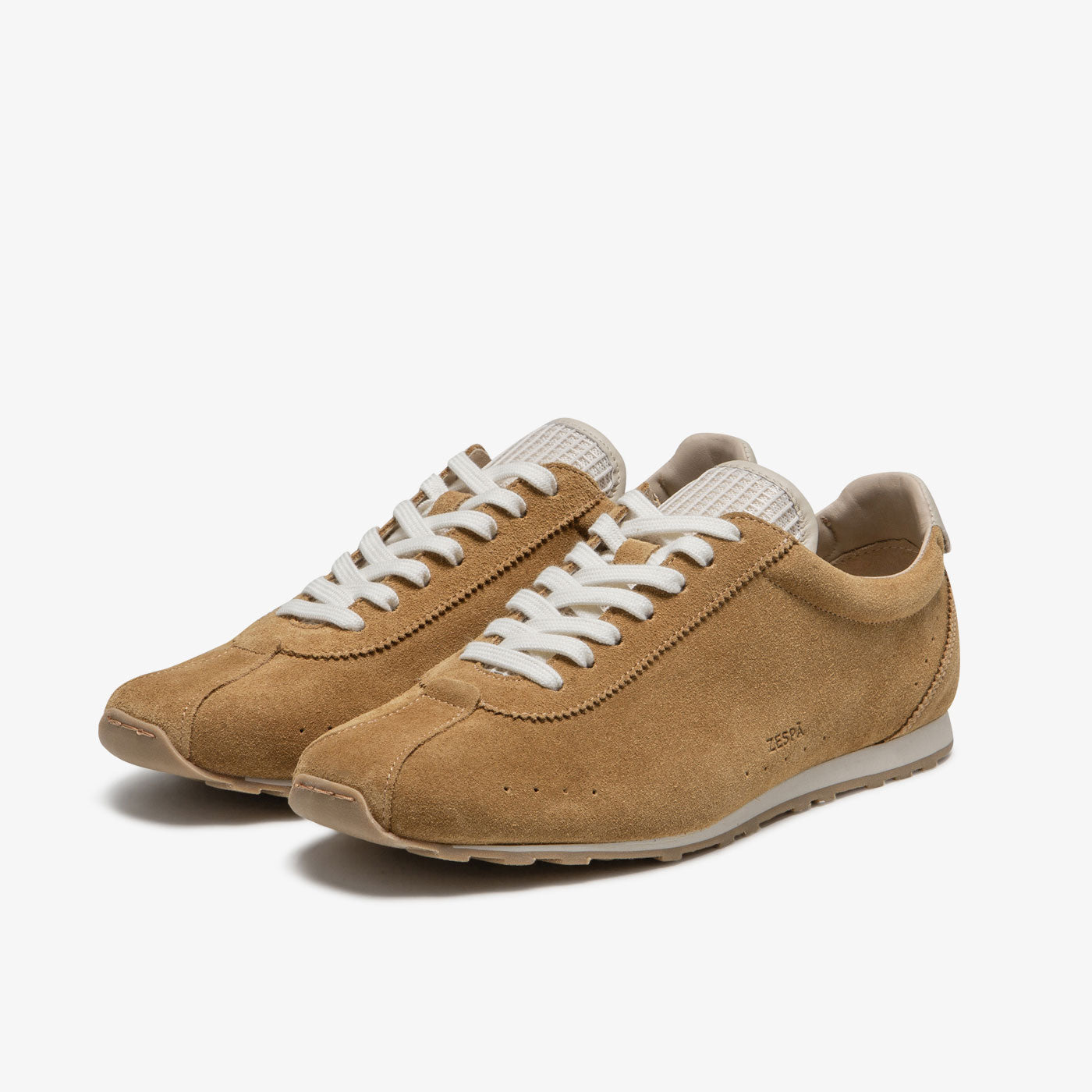 Baskets rétro cuir suède  cognac | ZESPÀ