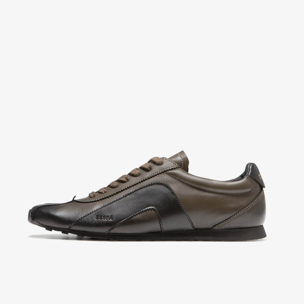Sneaker rétro en cuir kaki et noir du 36 au 46 | ZESPÀ
