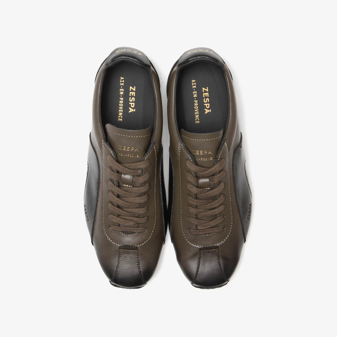 Sneaker rétro en cuir kaki et noir du 36 au 46 | ZESPÀ
