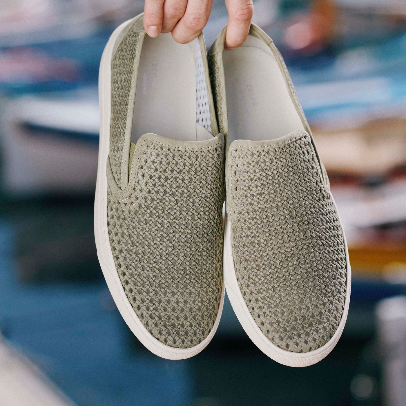 Baskets slip-on en cuir nubuck green homme du 39 au 46 | ZESPÀ