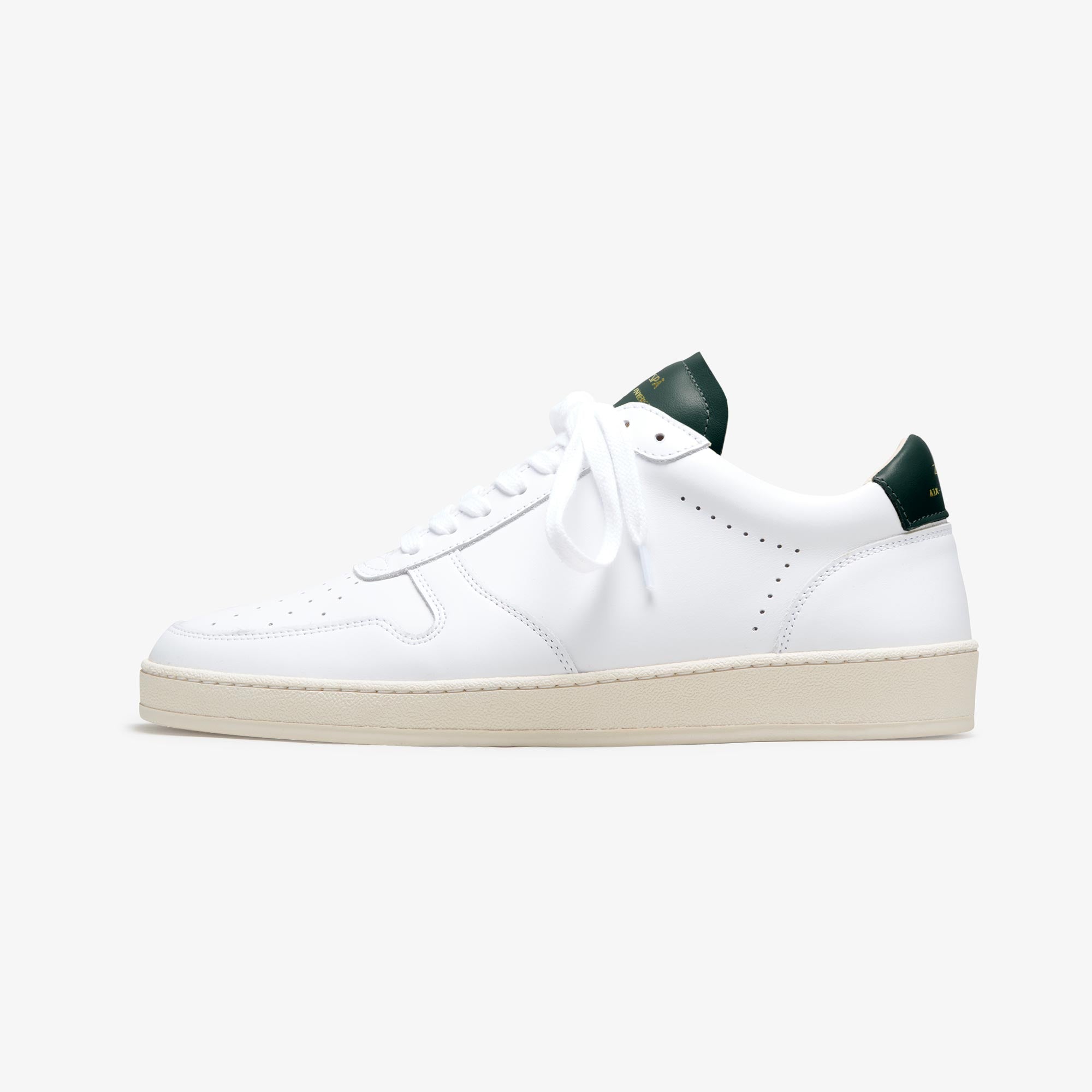 Sneakers cuir blanc et vert sombre - du 39 au 46 | ZESPÀ