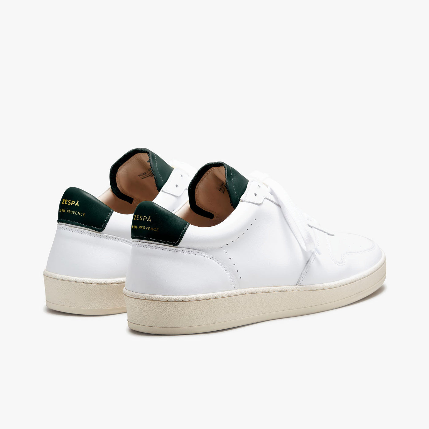 Sneakers cuir blanc et vert sombre - du 39 au 46 | ZESPÀ