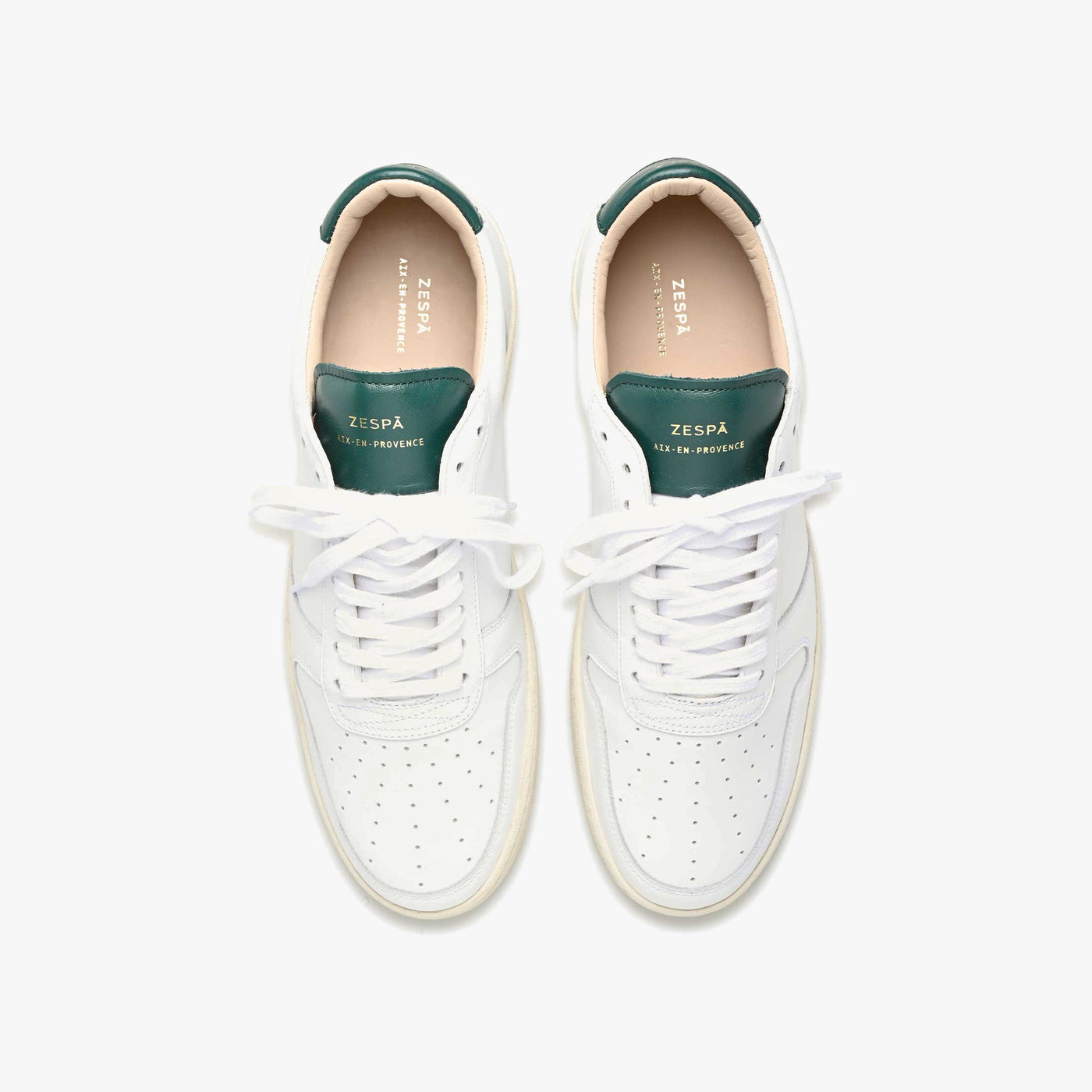 Sneakers cuir blanc et vert sombre - du 39 au 46 | ZESPÀ