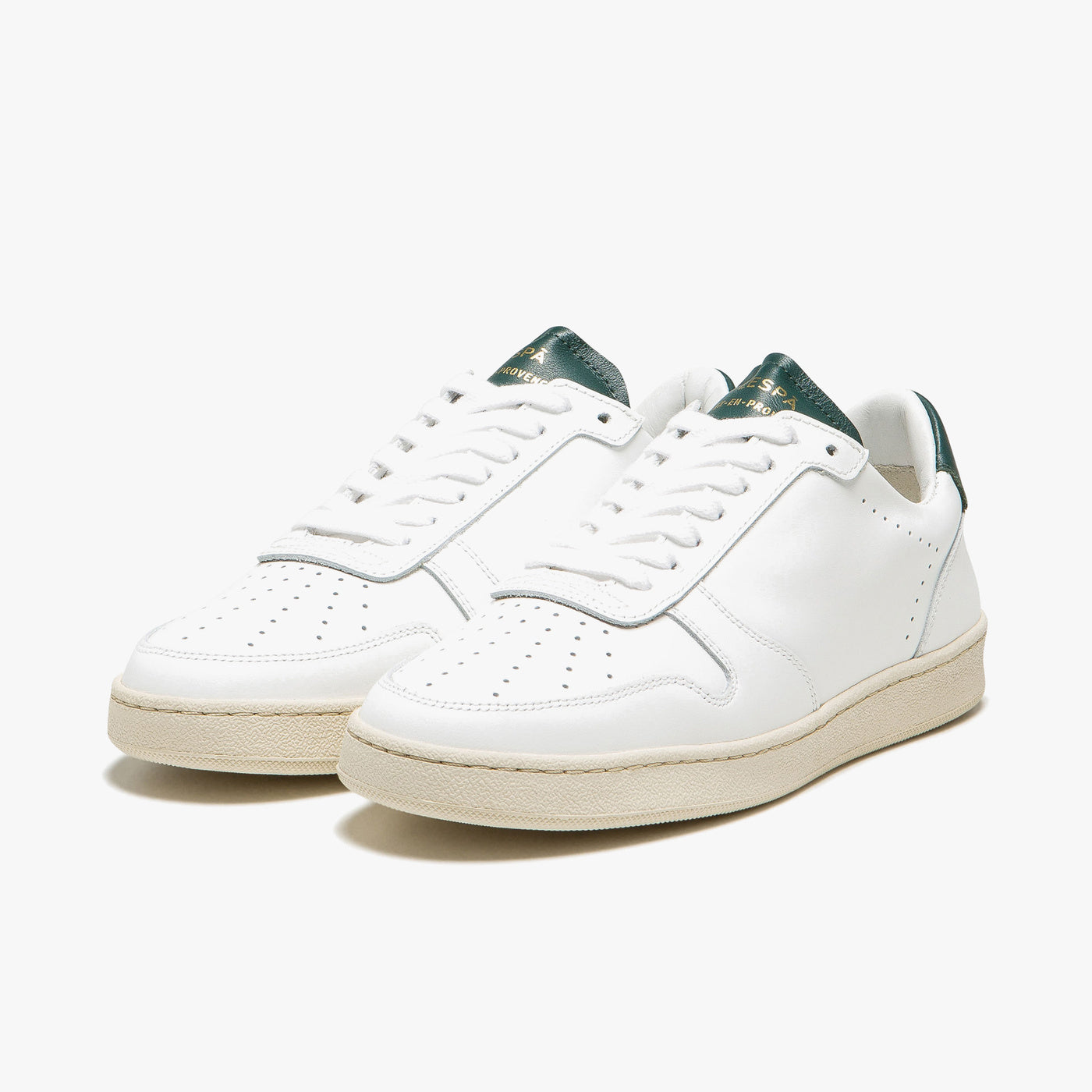 Sneakers cuir blanc et vert sombre - du 35 au 41 | ZESPÀ