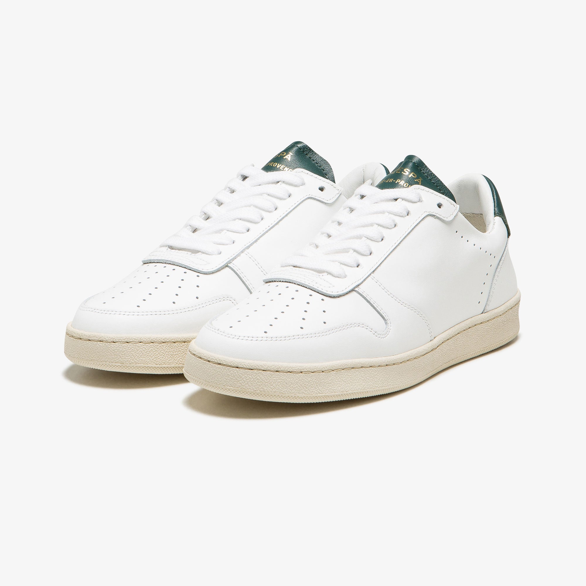 Sneakers cuir blanc et vert sombre - du 35 au 41 | ZESPÀ