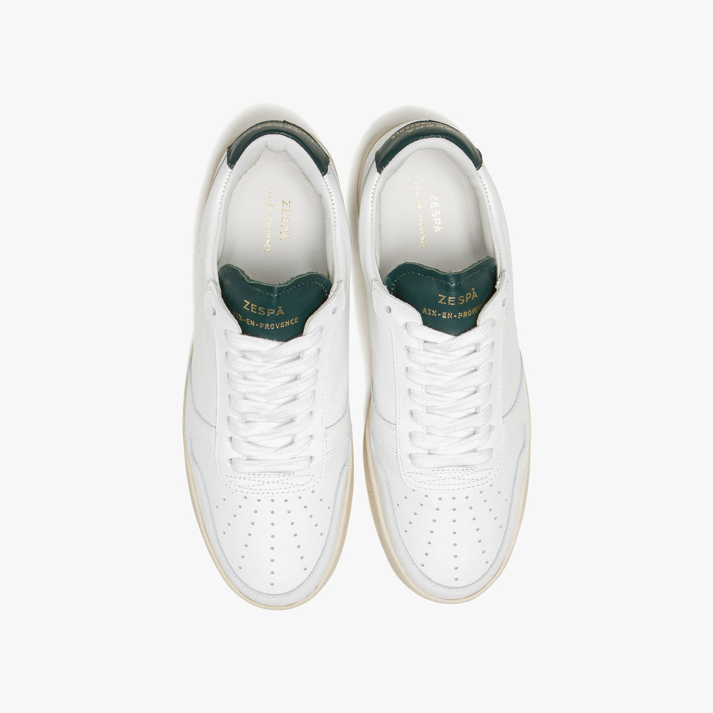 Sneakers cuir blanc et vert sombre - du 35 au 41 | ZESPÀ