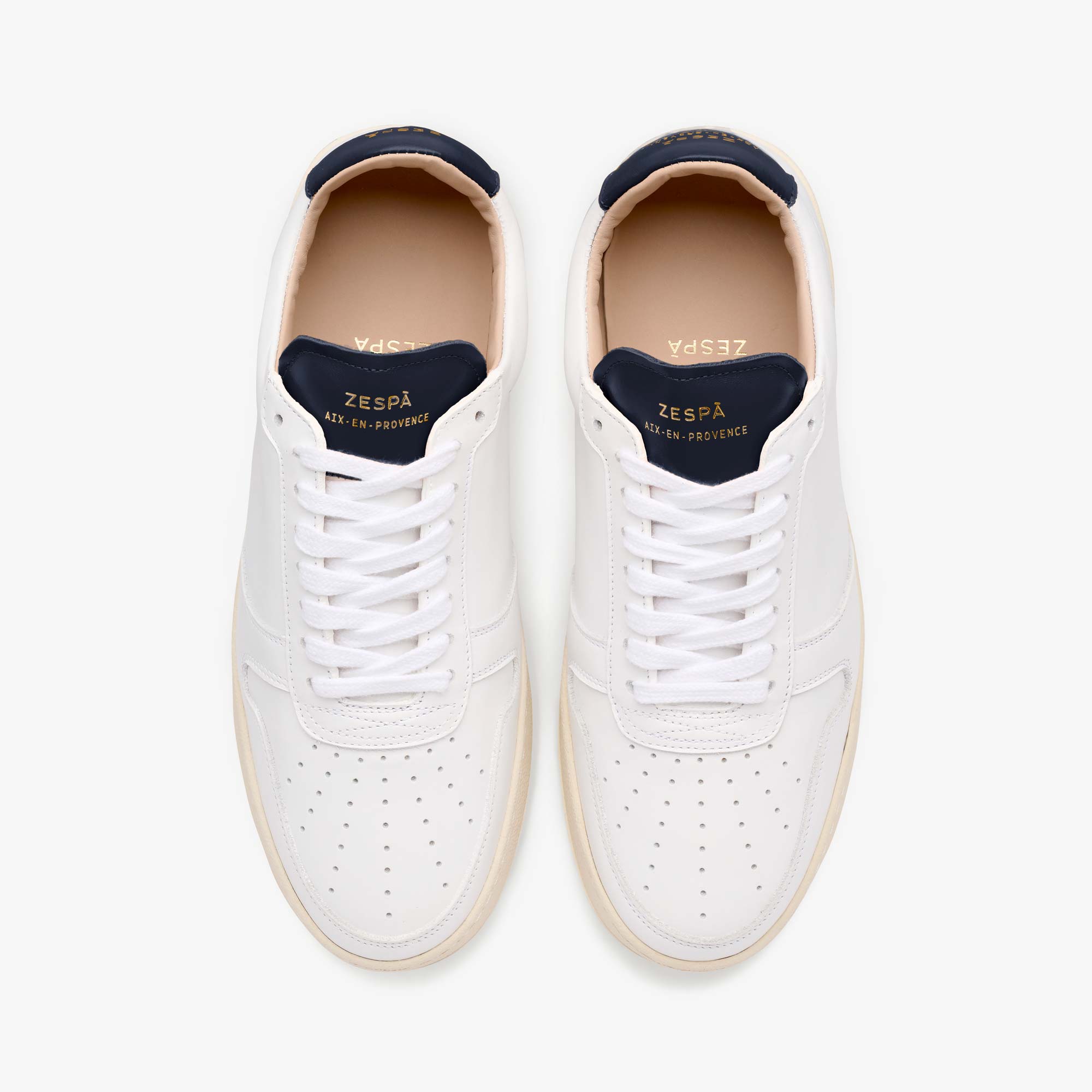 Sneakers cuir blanc et marine - du 35 au 41 | ZESPÀ