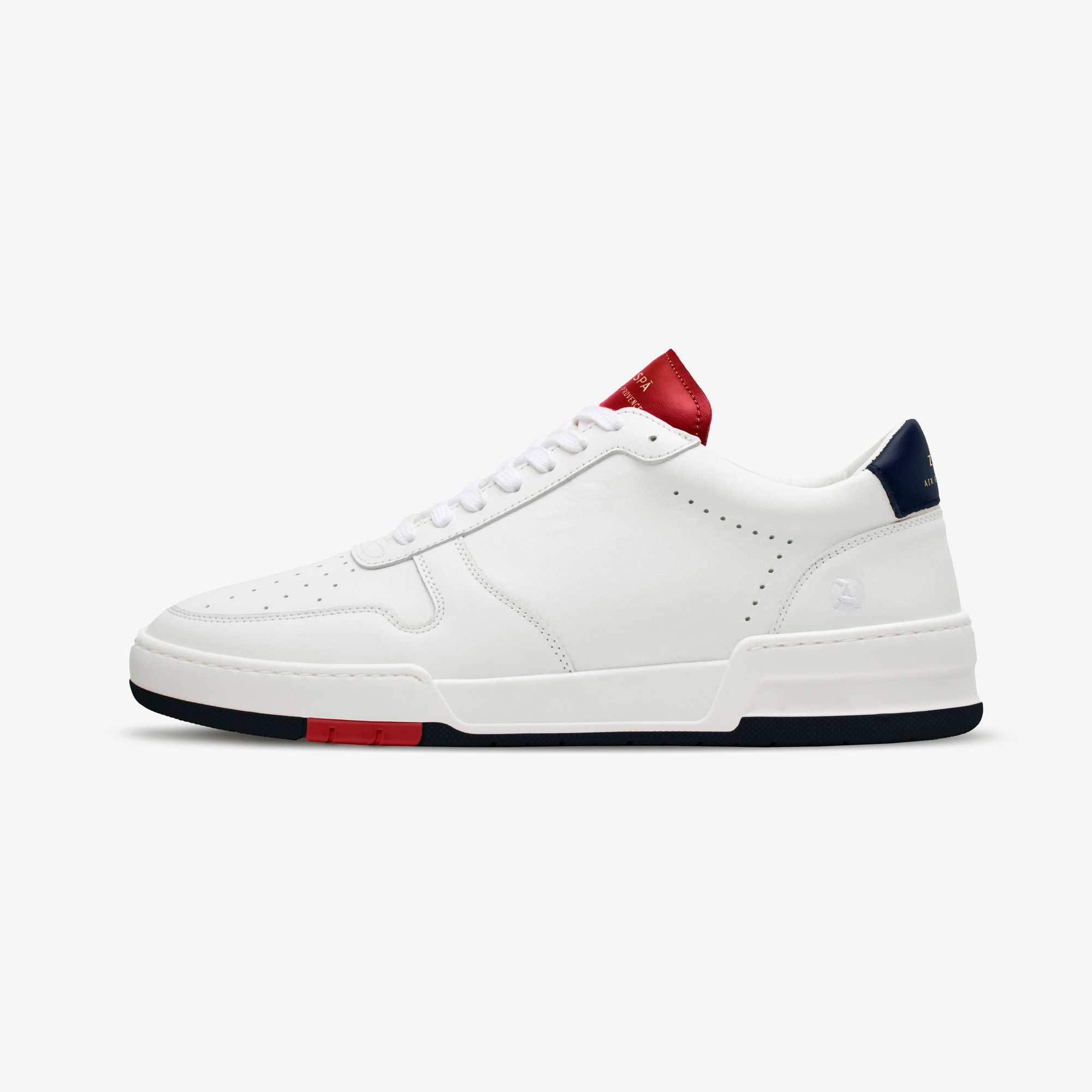 Sneakers cuir blanc et rouge/bleu | ZESPÀ