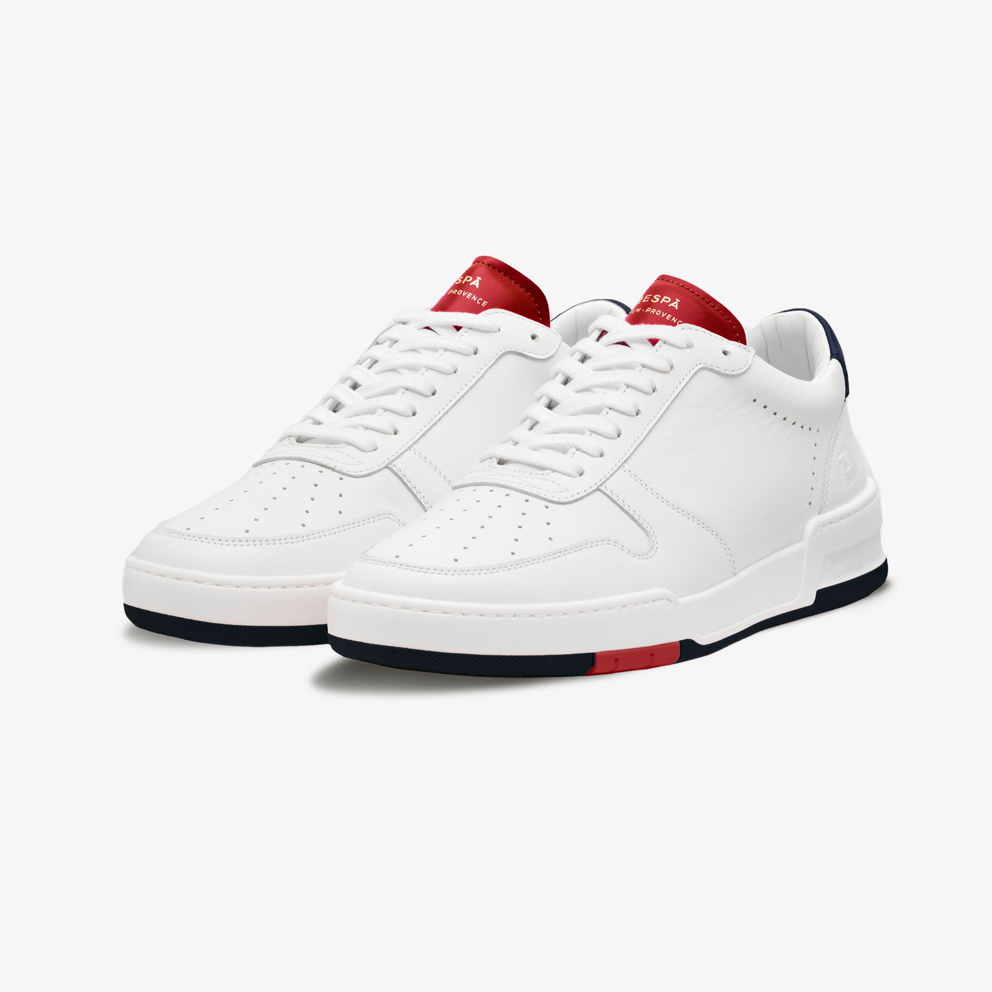 Sneakers cuir blanc et rouge/bleu | ZESPÀ