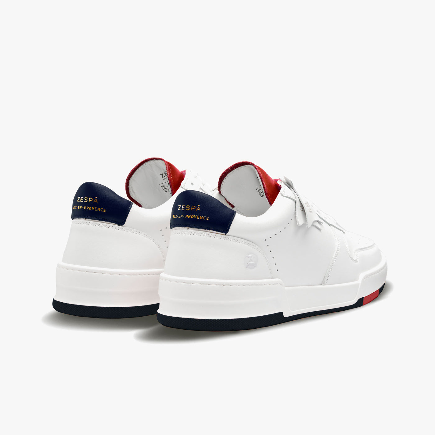 Sneakers cuir blanc et rouge/bleu | ZESPÀ