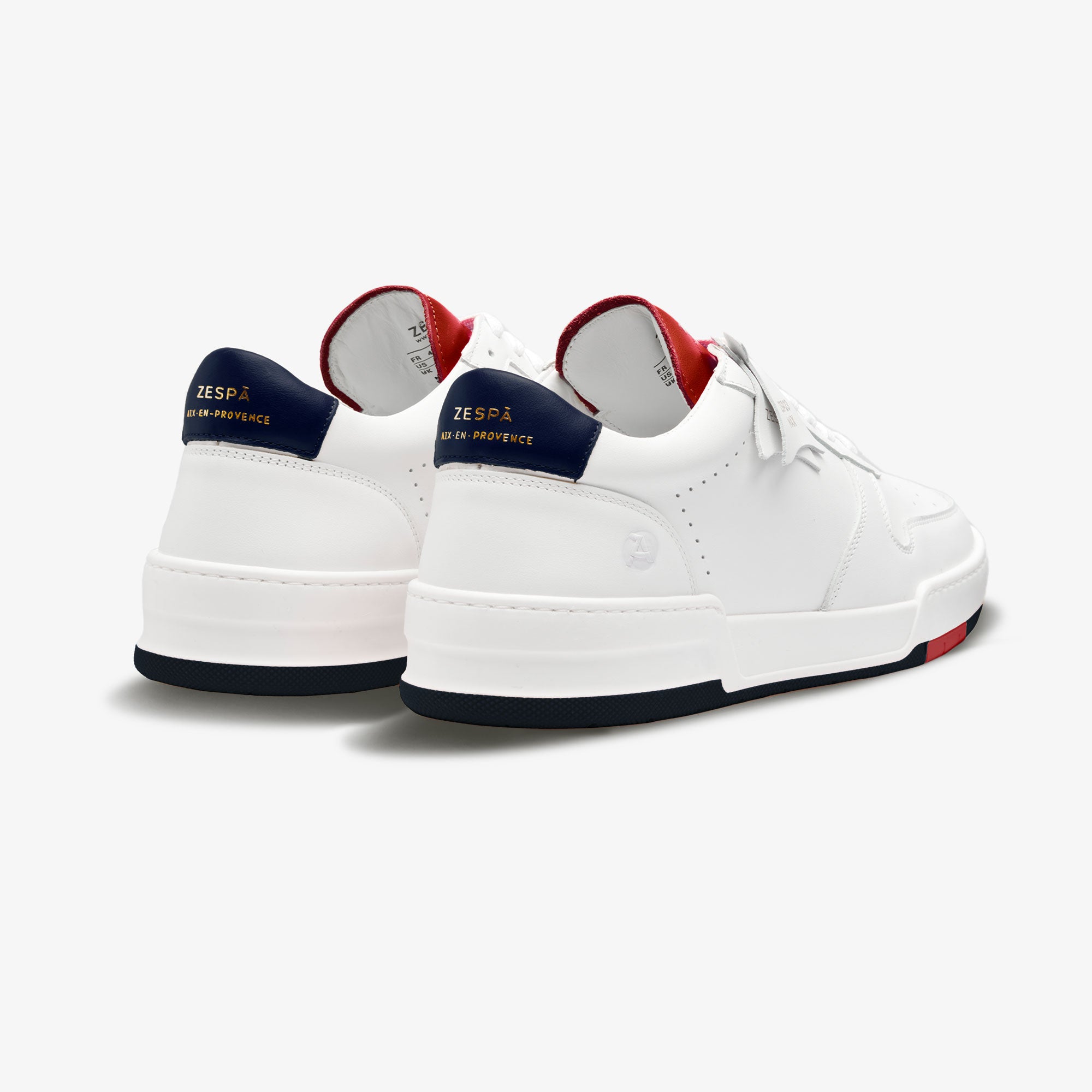 Sneakers cuir blanc et rouge/bleu | ZESPÀ