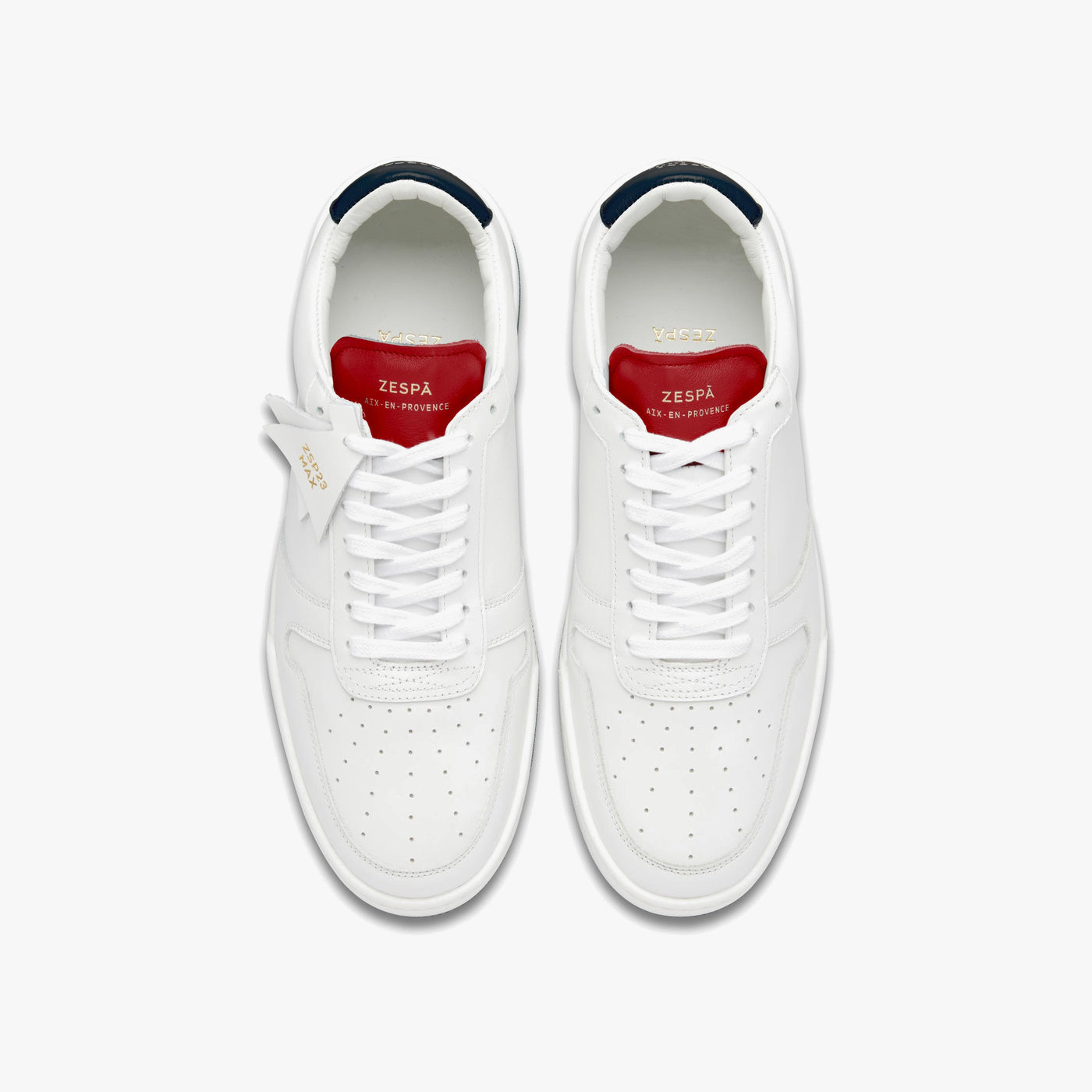 Sneakers cuir blanc et rouge/bleu | ZESPÀ