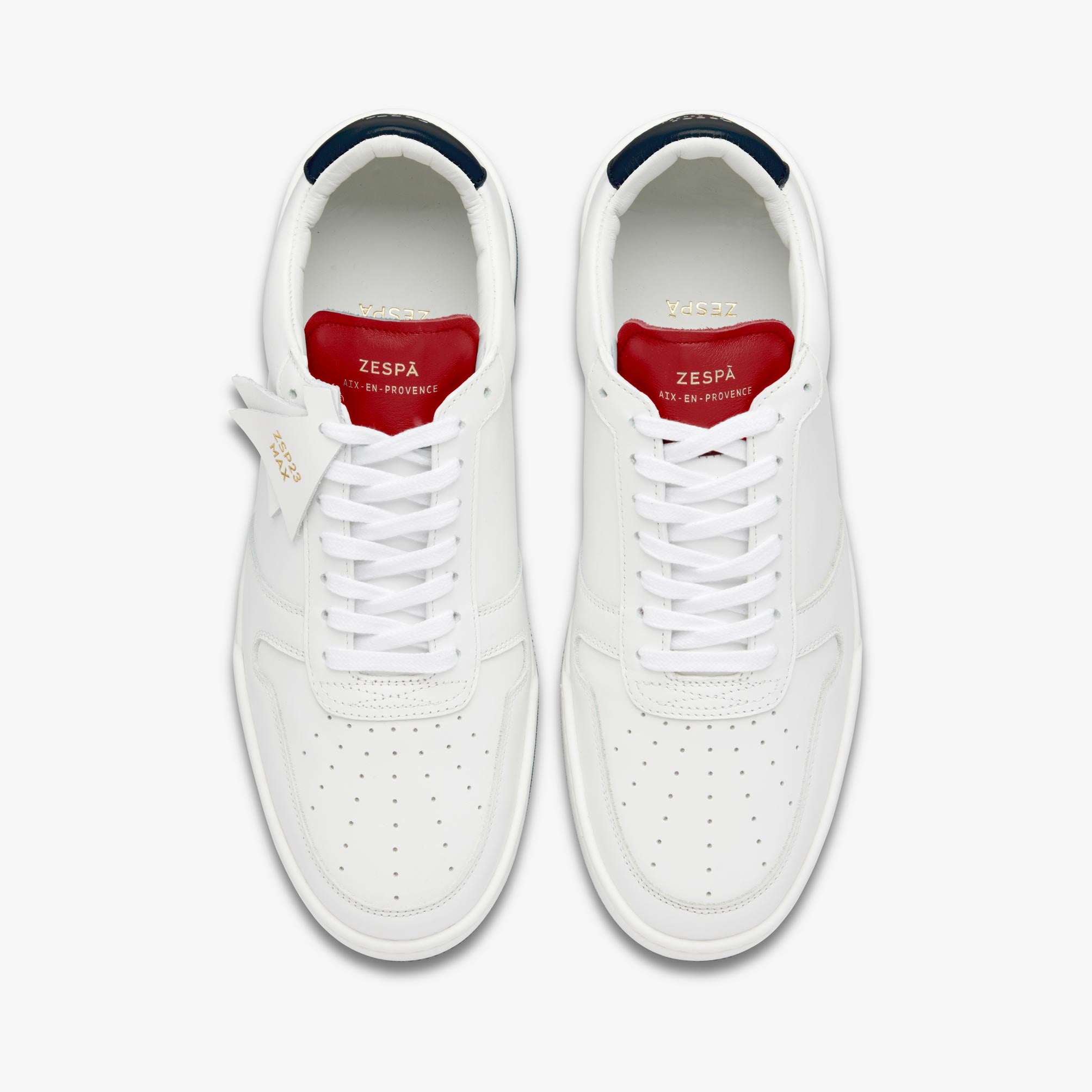 Sneakers cuir blanc et rouge/bleu | ZESPÀ