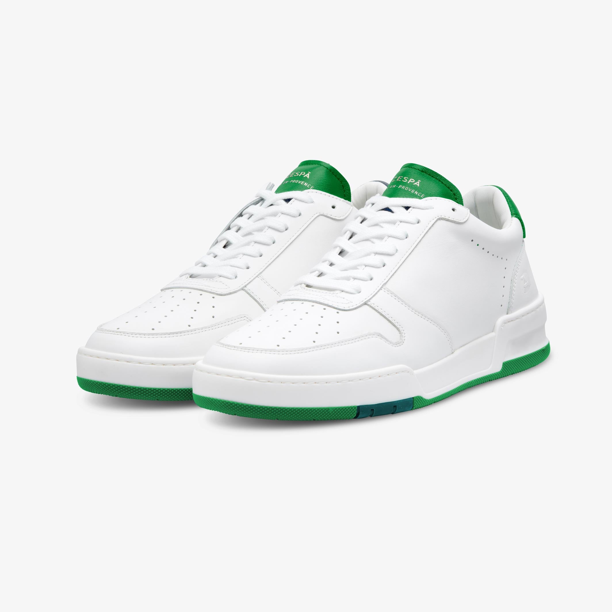 Sneakers cuir blanc et vert | ZESPÀ