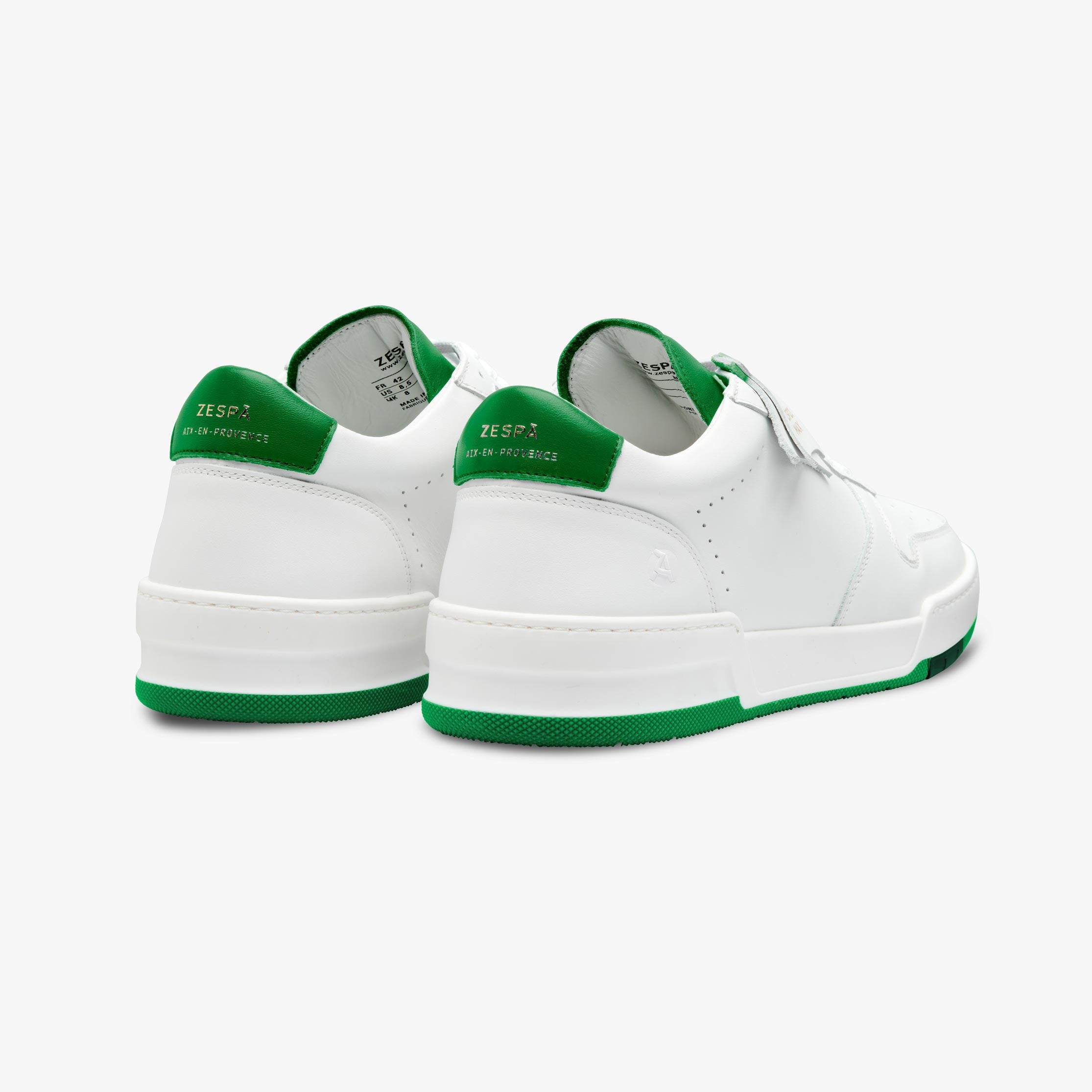 Sneakers cuir blanc et vert | ZESPÀ
