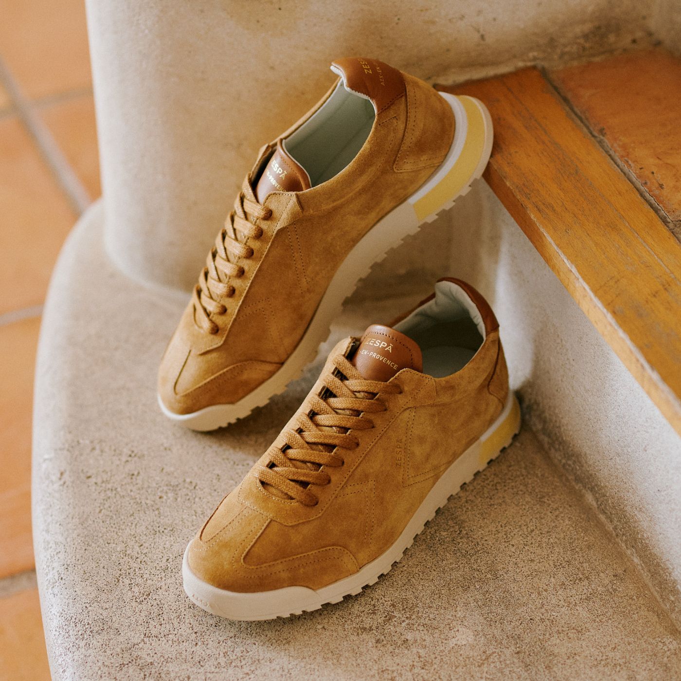 Sneakers vintage cuir suède cognac | ZESPÀ