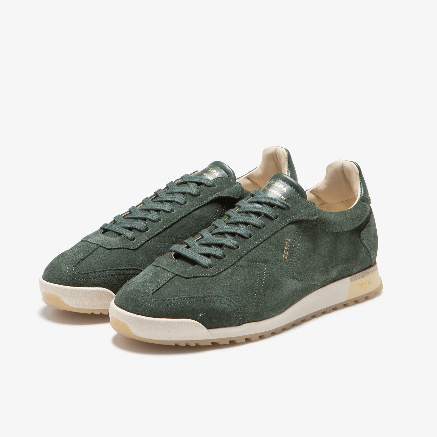 Sneaker rétro en cuir suède vert du 36 au 46 | ZESPÀ