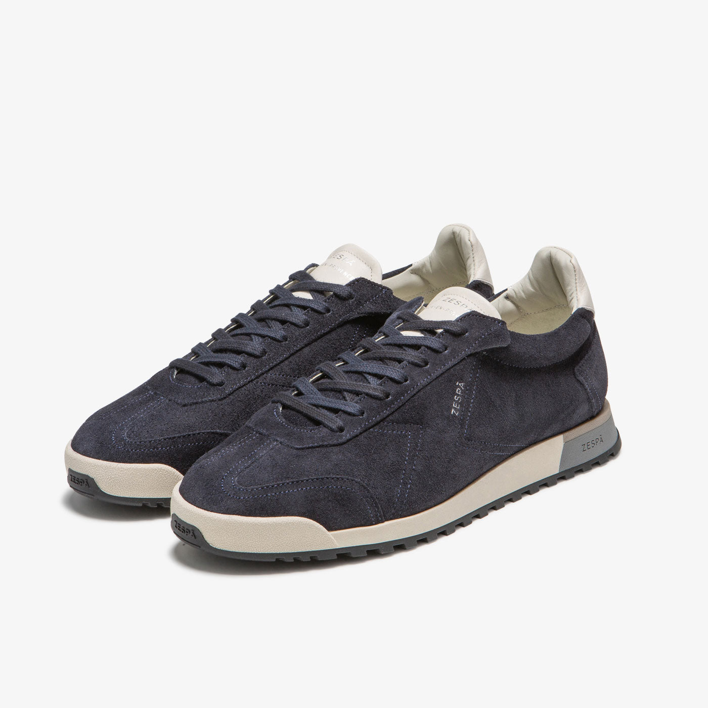 Sneakers vintage cuir suède marine et blanc | ZESPÀ