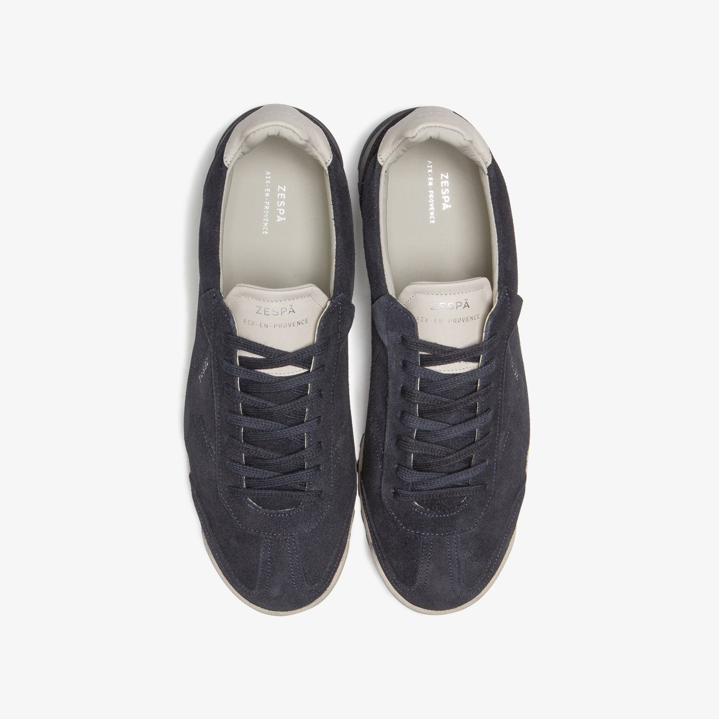 Sneakers vintage cuir suède marine et blanc | ZESPÀ