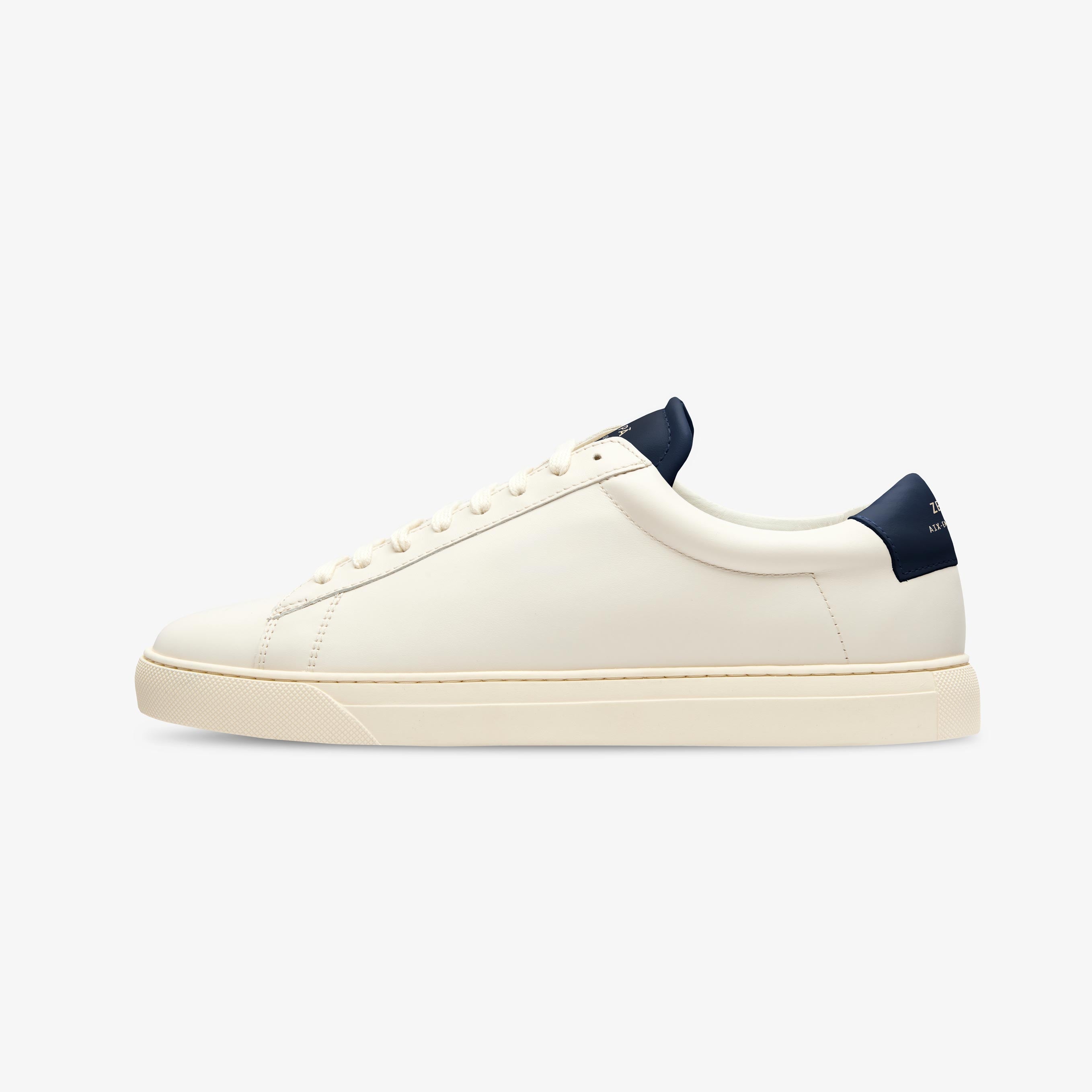 Sneakers cuir blanc cassé et marine - du 39 au 46 | ZESPÀ