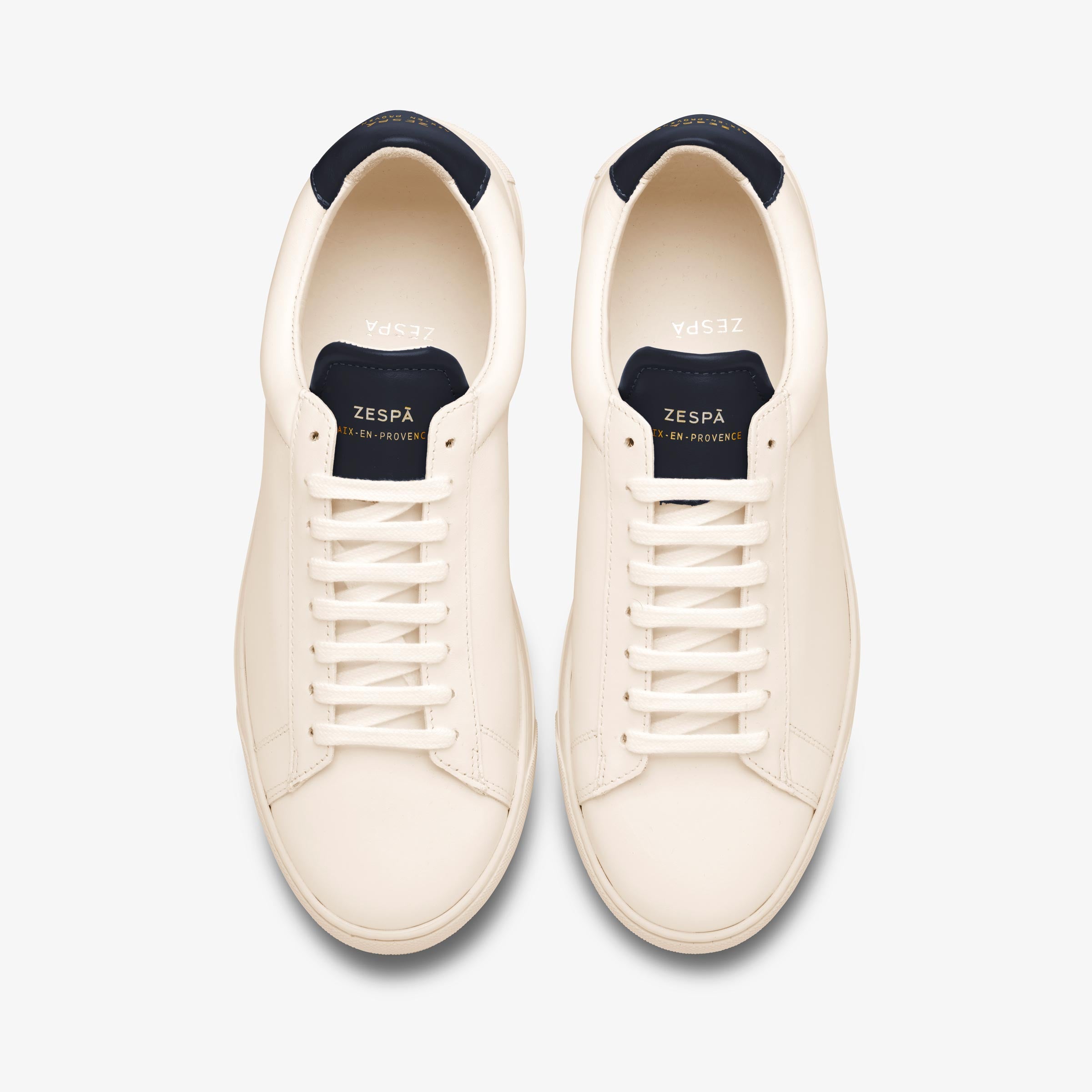 Sneakers cuir blanc cassé et marine - du 39 au 46 | ZESPÀ