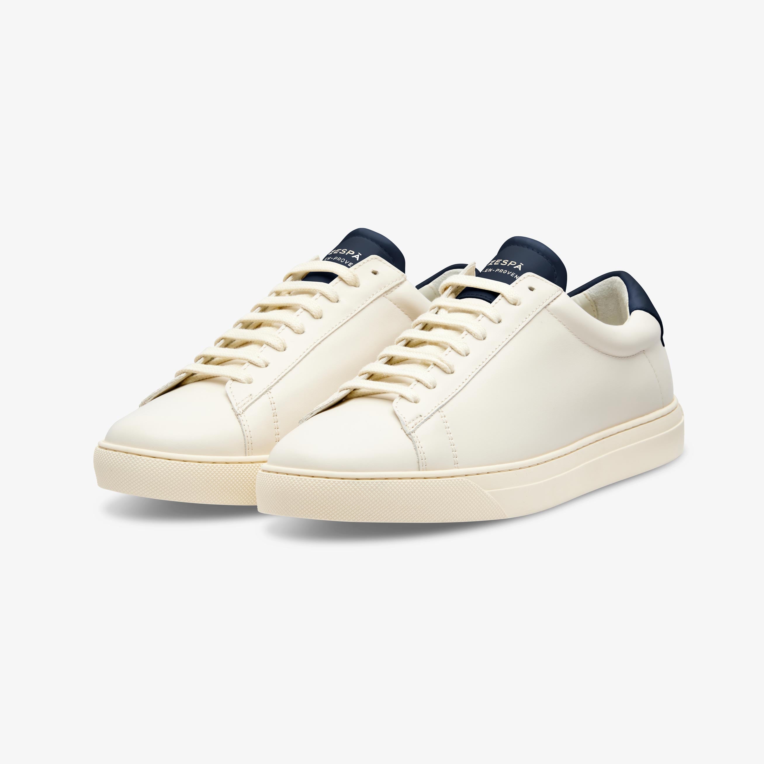 Sneakers cuir blanc cassé et marine - du 35 au 41 | ZESPÀ