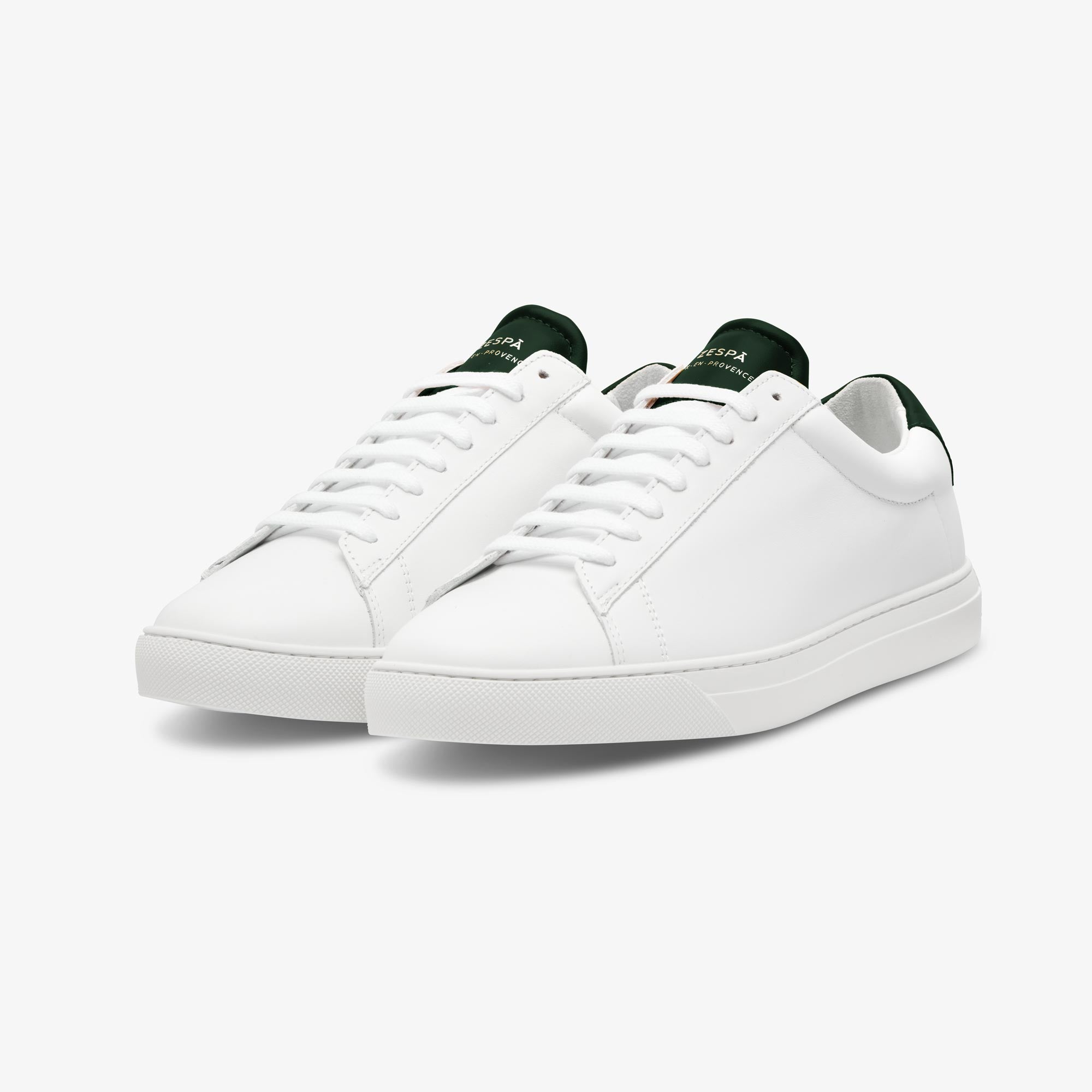 Sneakers cuir blanc et vert foncé | ZESPÀ