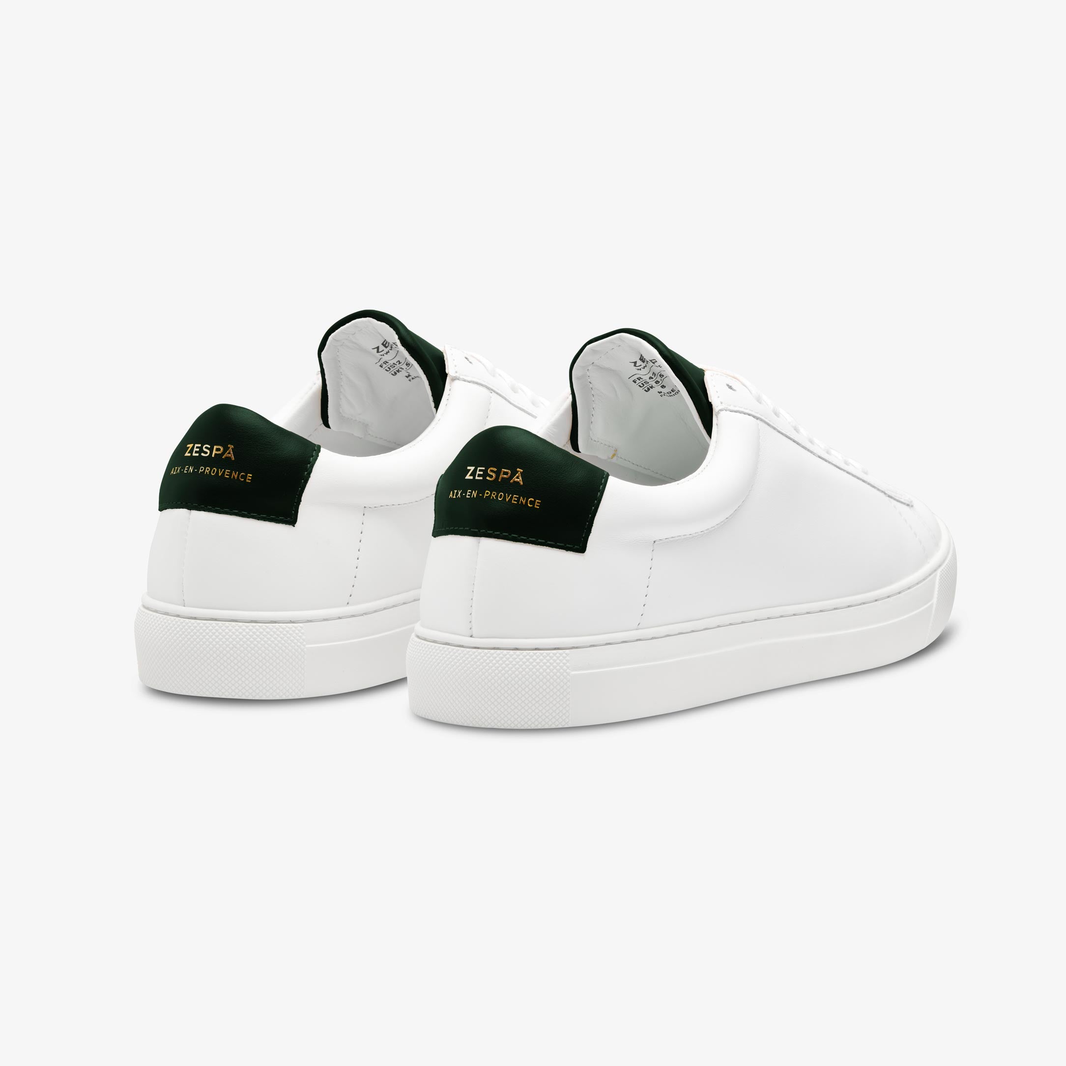 Sneakers cuir blanc et vert foncé | ZESPÀ