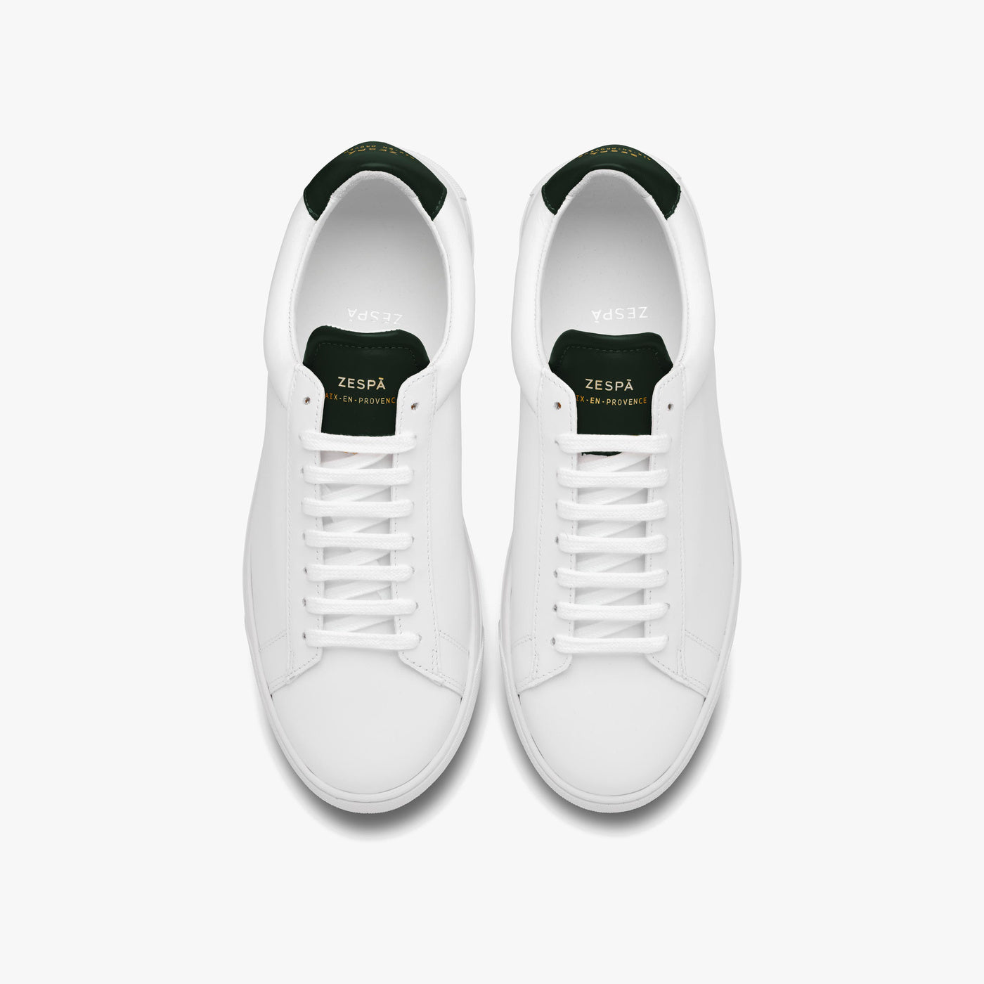 Sneakers cuir blanc et vert foncé | ZESPÀ