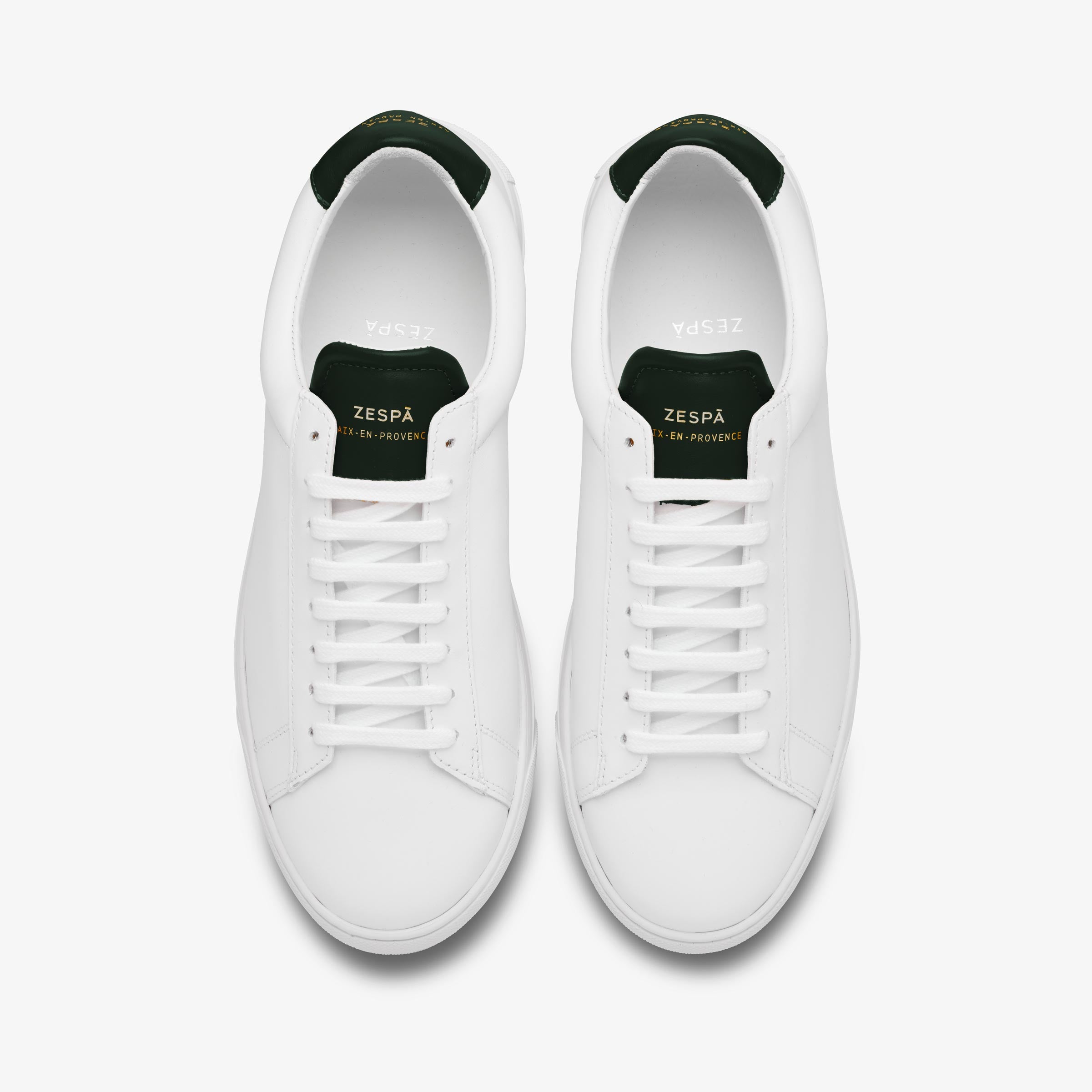 Sneakers cuir blanc et vert foncé | ZESPÀ