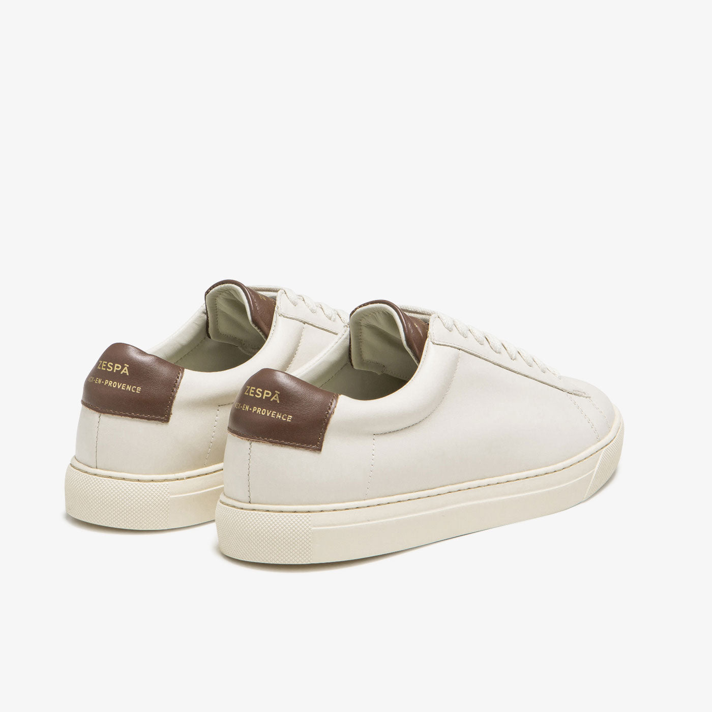 Sneakers cuir blanc cassé et chocolat - du 39 au 46 | ZESPÀ