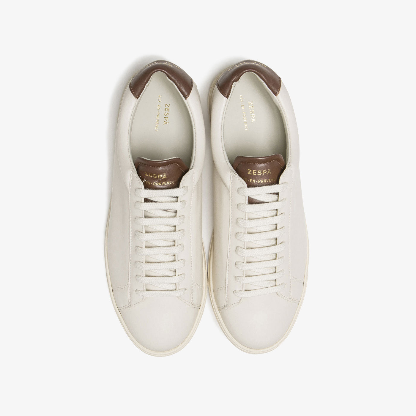 Sneakers cuir blanc cassé et chocolat - du 39 au 46 | ZESPÀ