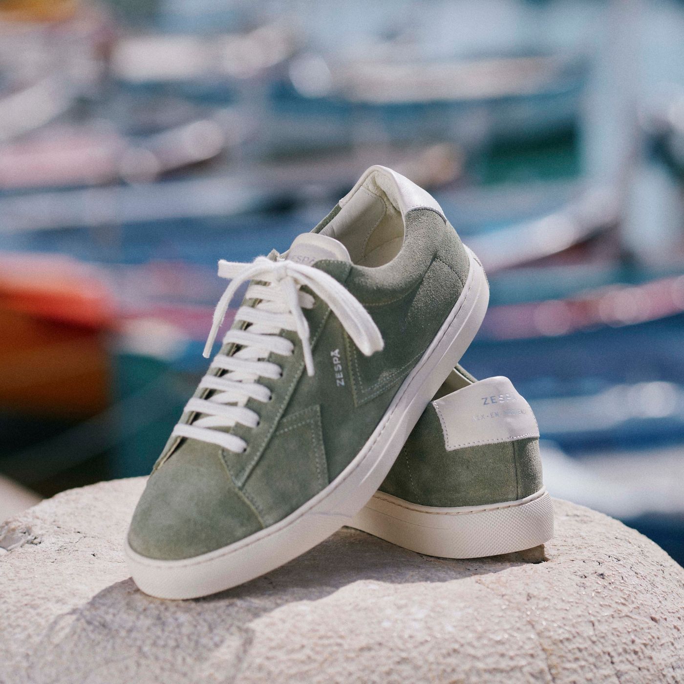 Sneakers cuir suède vert | ZESPÀ