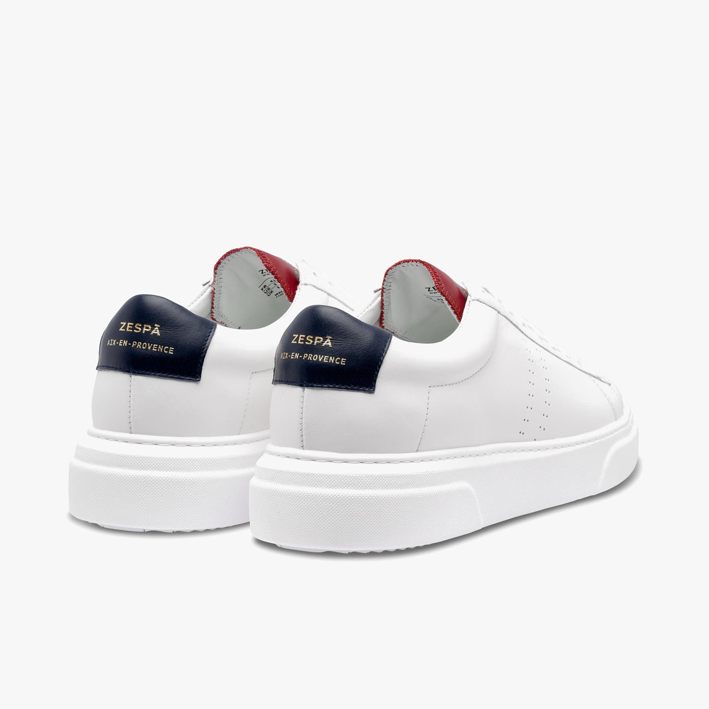 Sneakers cuir blanc et rouge/bleu | ZESPÀ