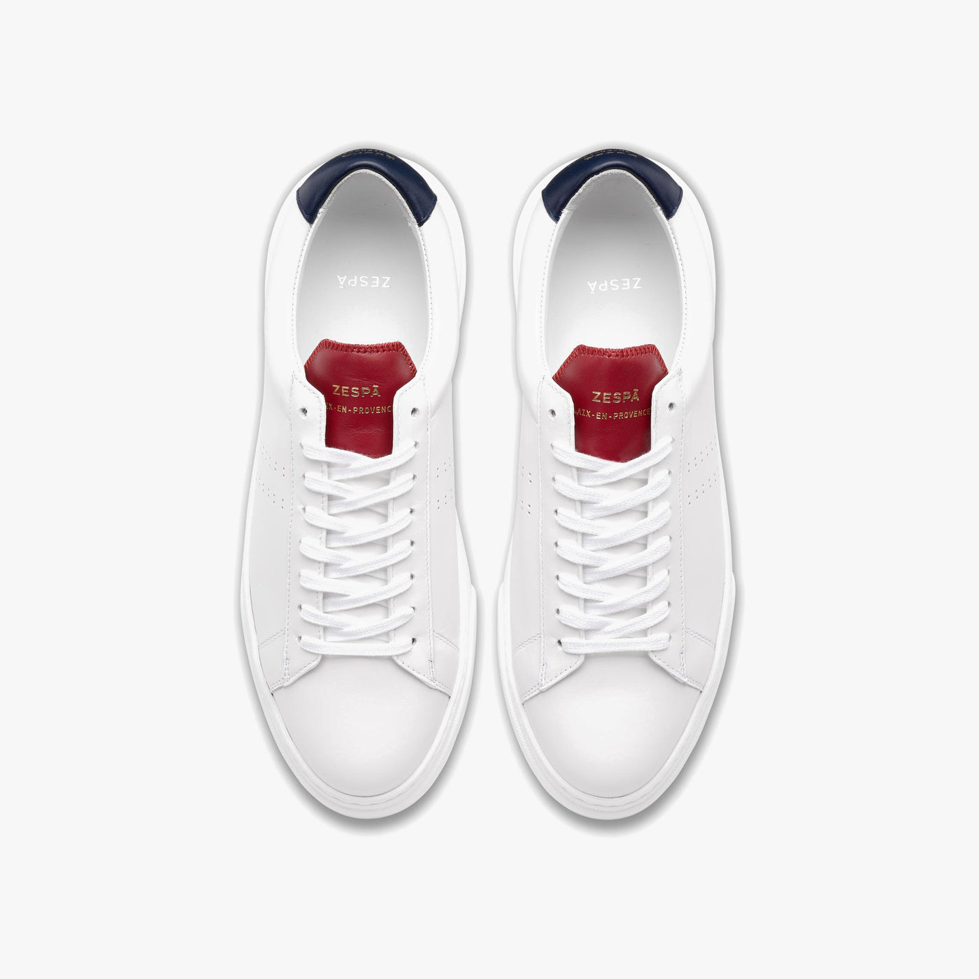 Sneakers cuir blanc et rouge/bleu | ZESPÀ