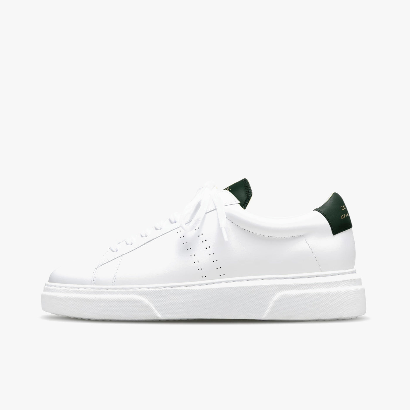 Sneakers cuir blanc et vert sombre | ZESPÀ