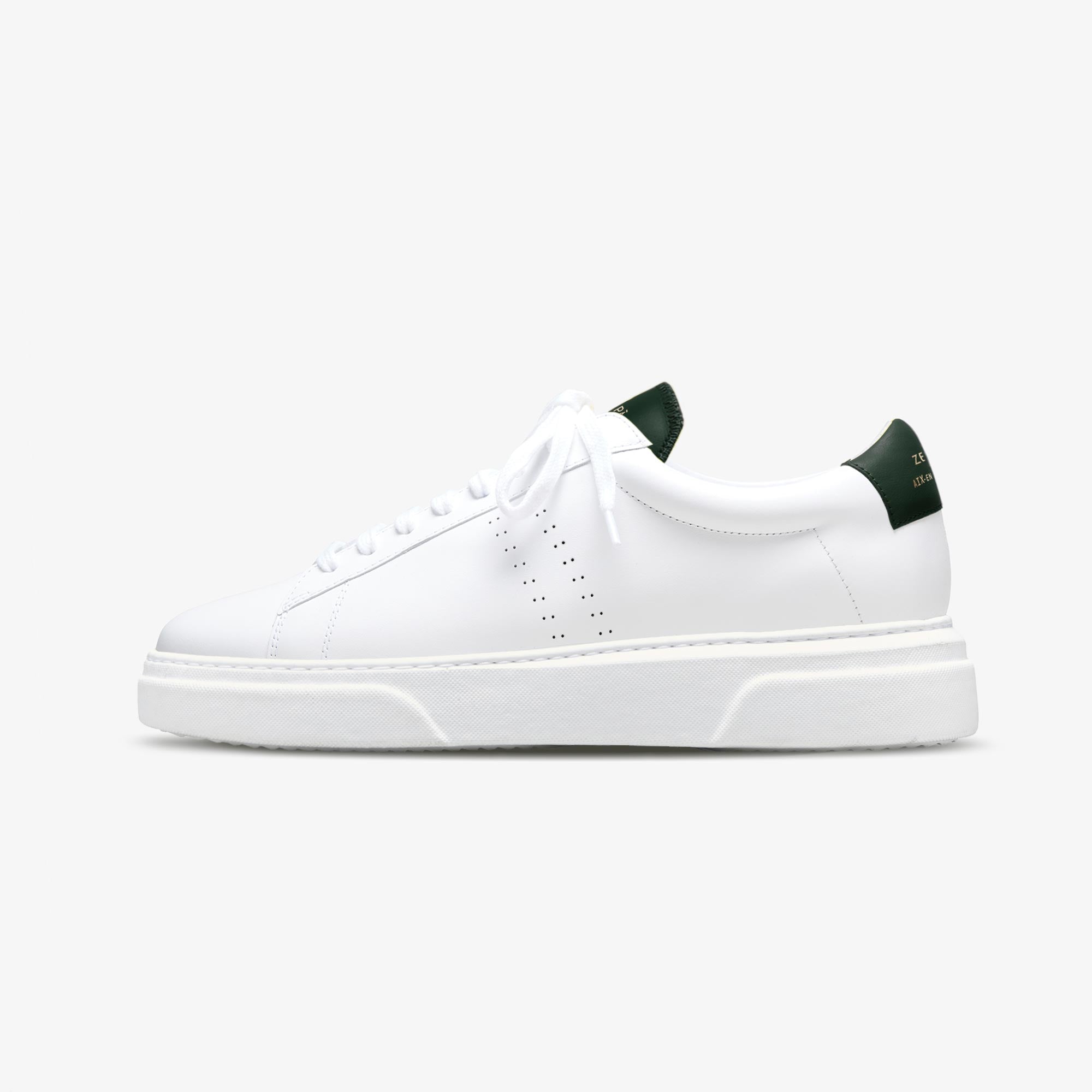 Sneakers cuir blanc et vert sombre | ZESPÀ