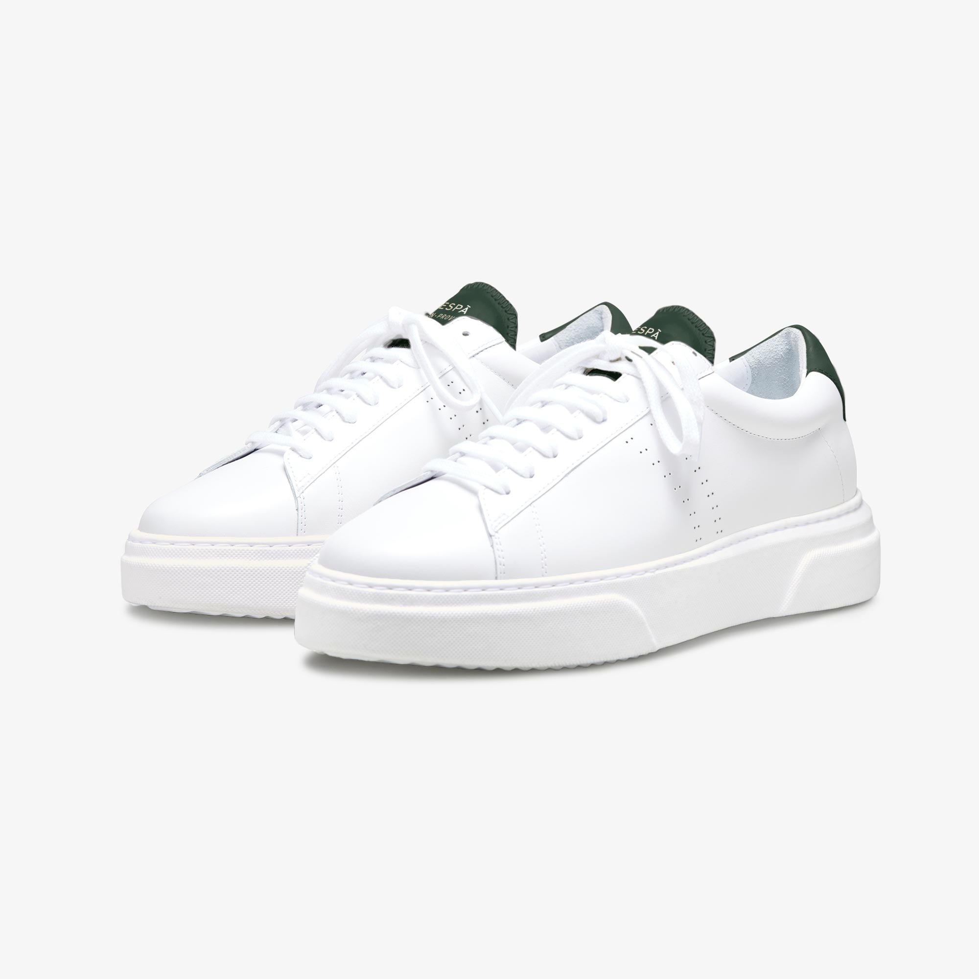 Sneakers cuir blanc et vert sombre | ZESPÀ