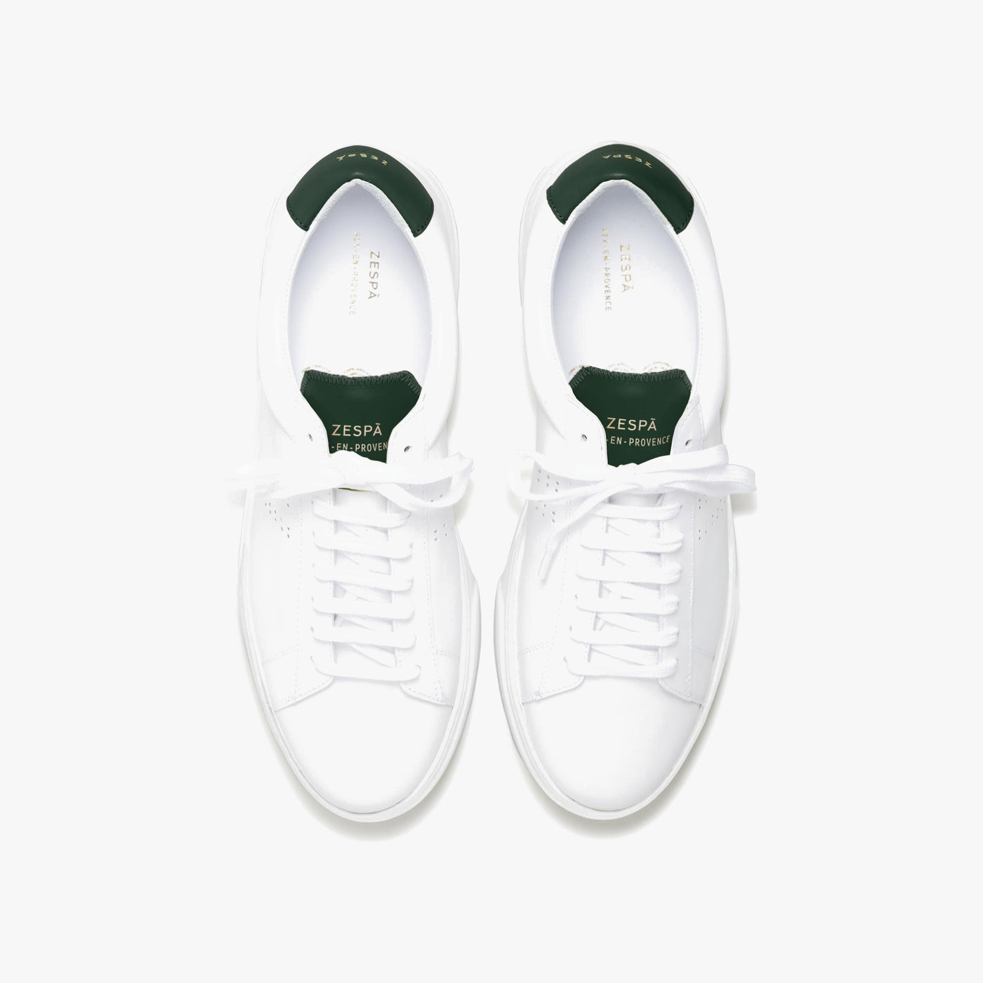 Sneakers cuir blanc et vert sombre | ZESPÀ