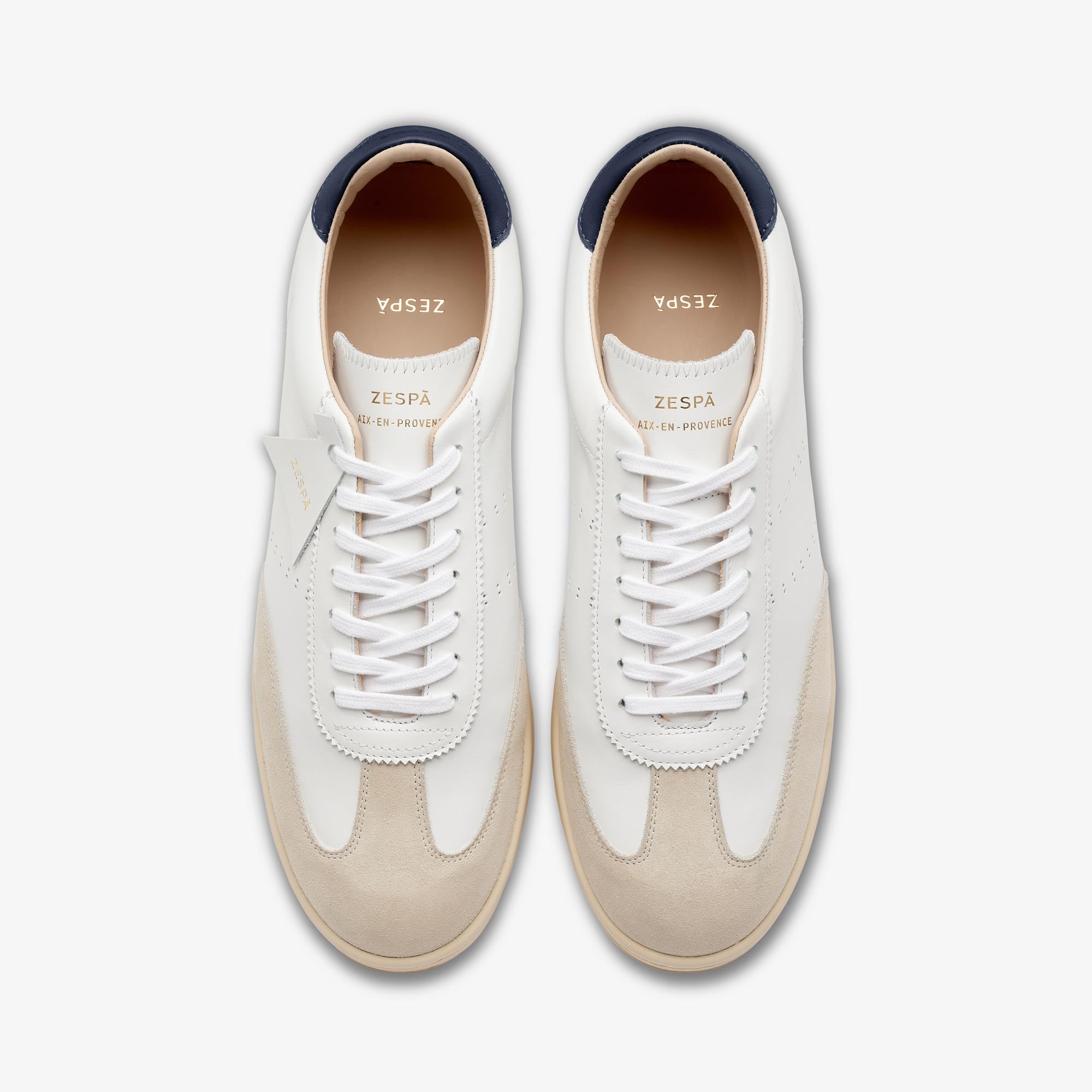 Sneakers cuir blanc et marine - du 39 au 46 | ZESPÀ