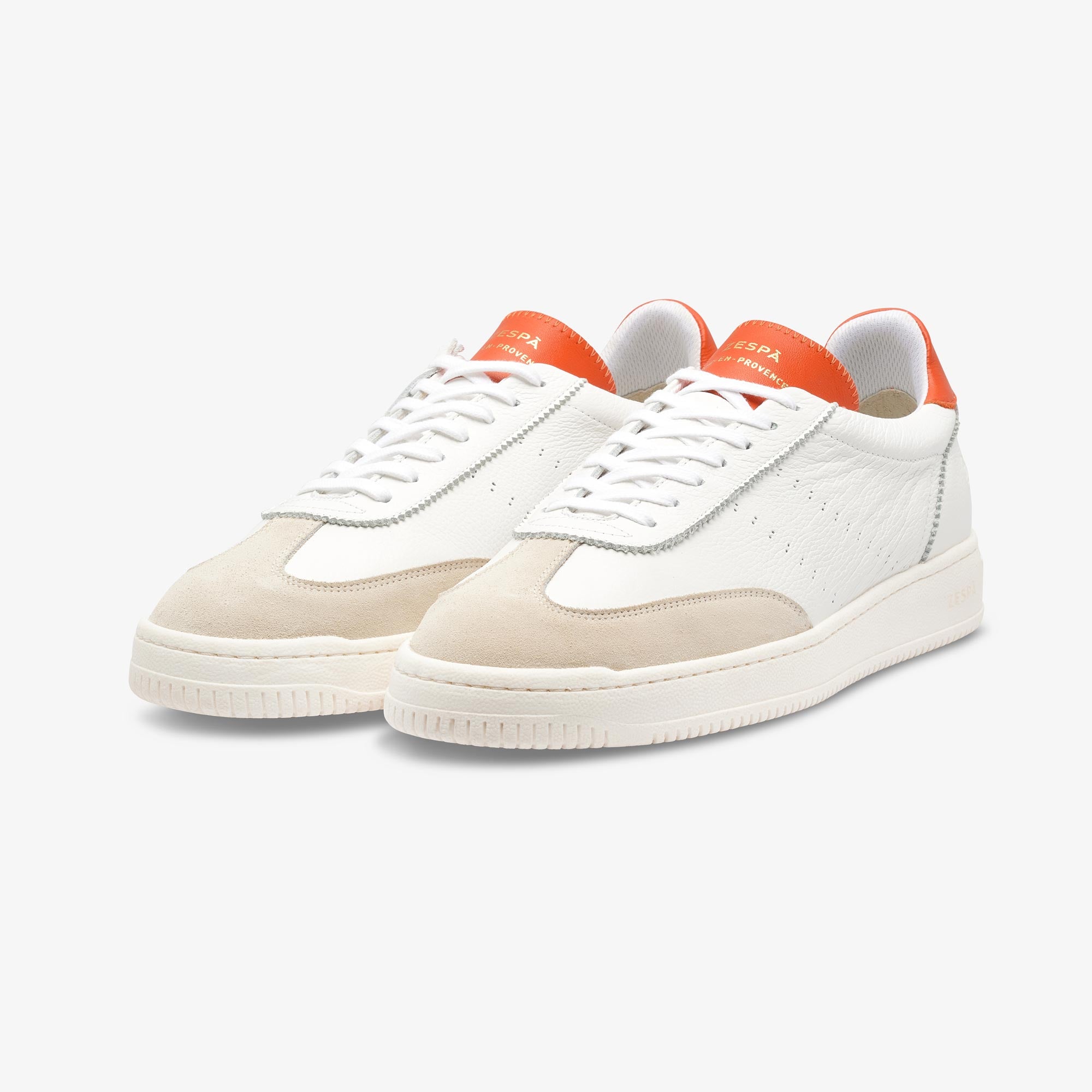Sneakers cuir blanc et corail | ZESPÀ