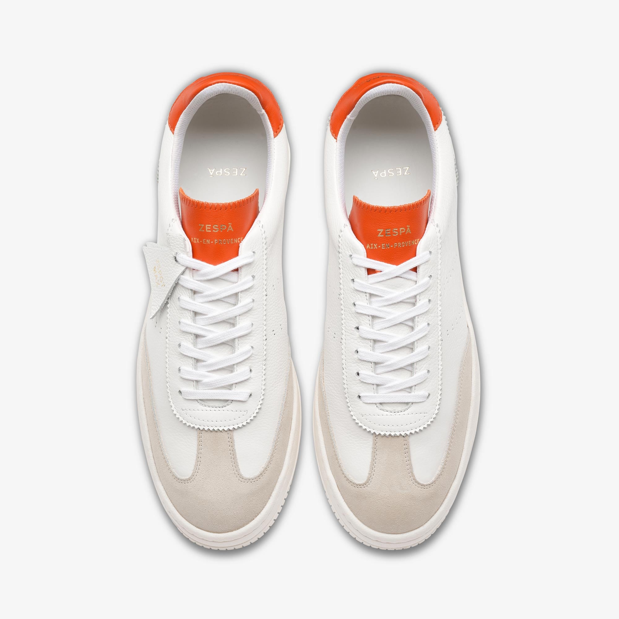 Sneakers cuir blanc et corail | ZESPÀ